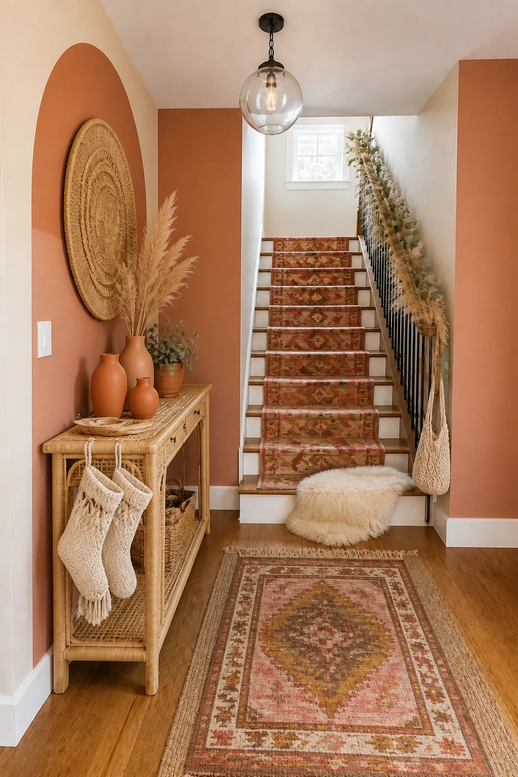The same room styled as Boho Winter