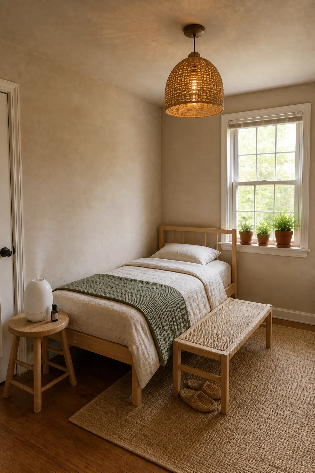 The same room styled as The Wellness Guest