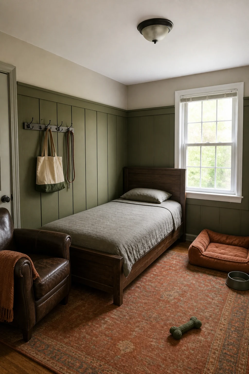 The same room styled as The Pet-Loving Guest