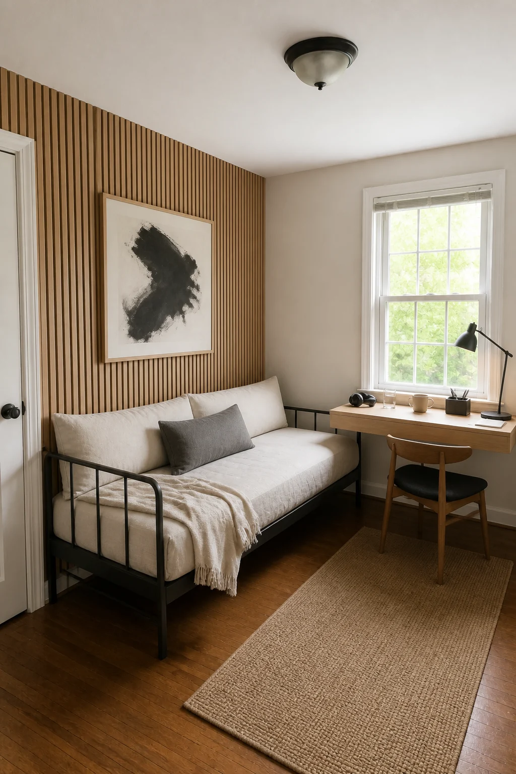 The same room styled as The Working Guest