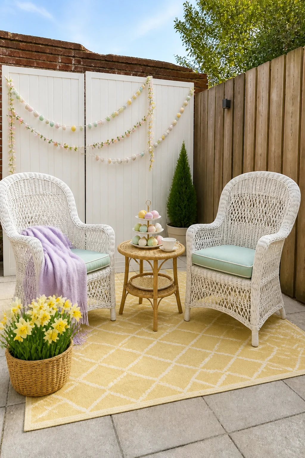The same room styled as Spring Pastel Easter