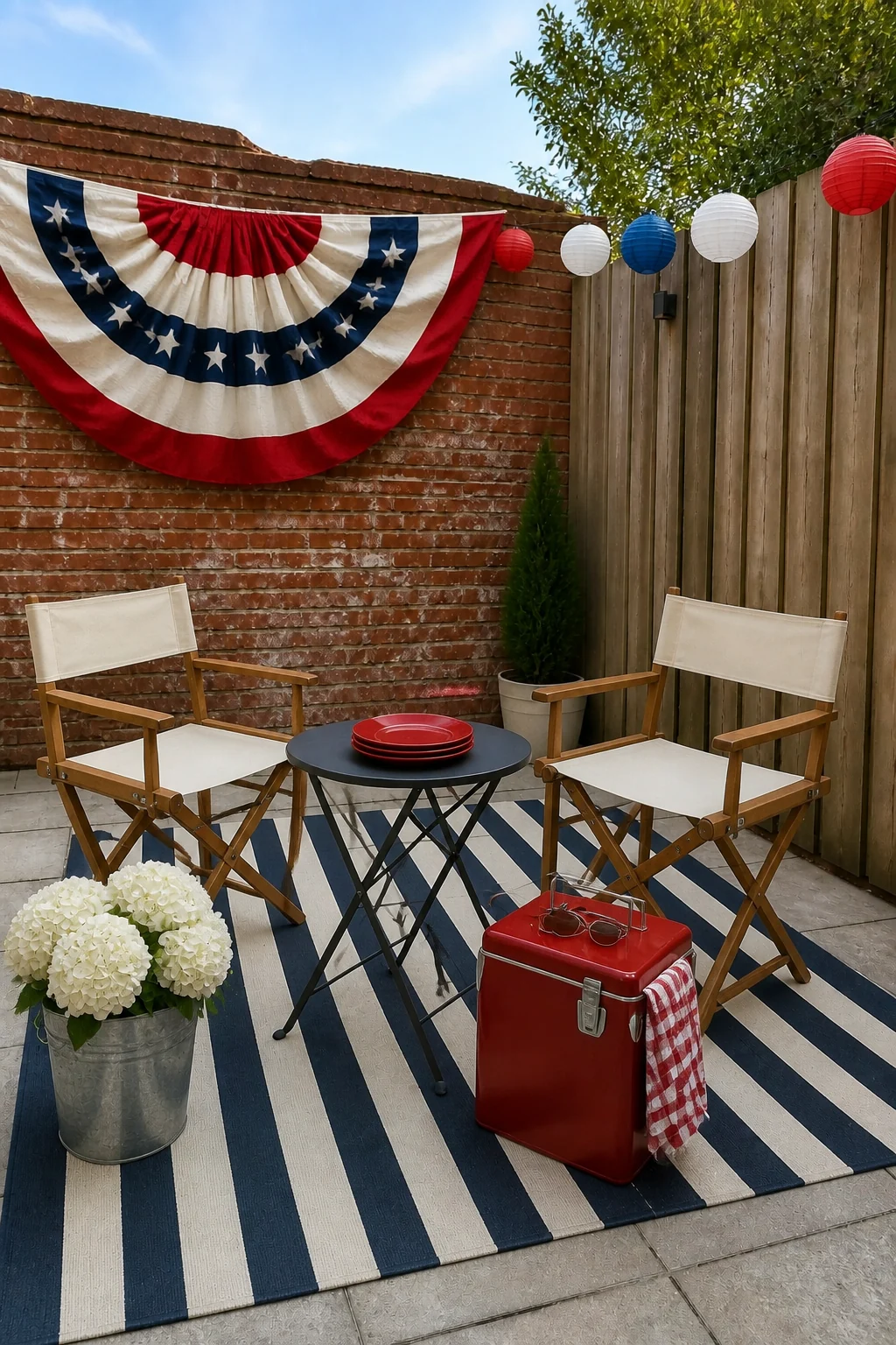 The same room styled as Classic Americana Fourth