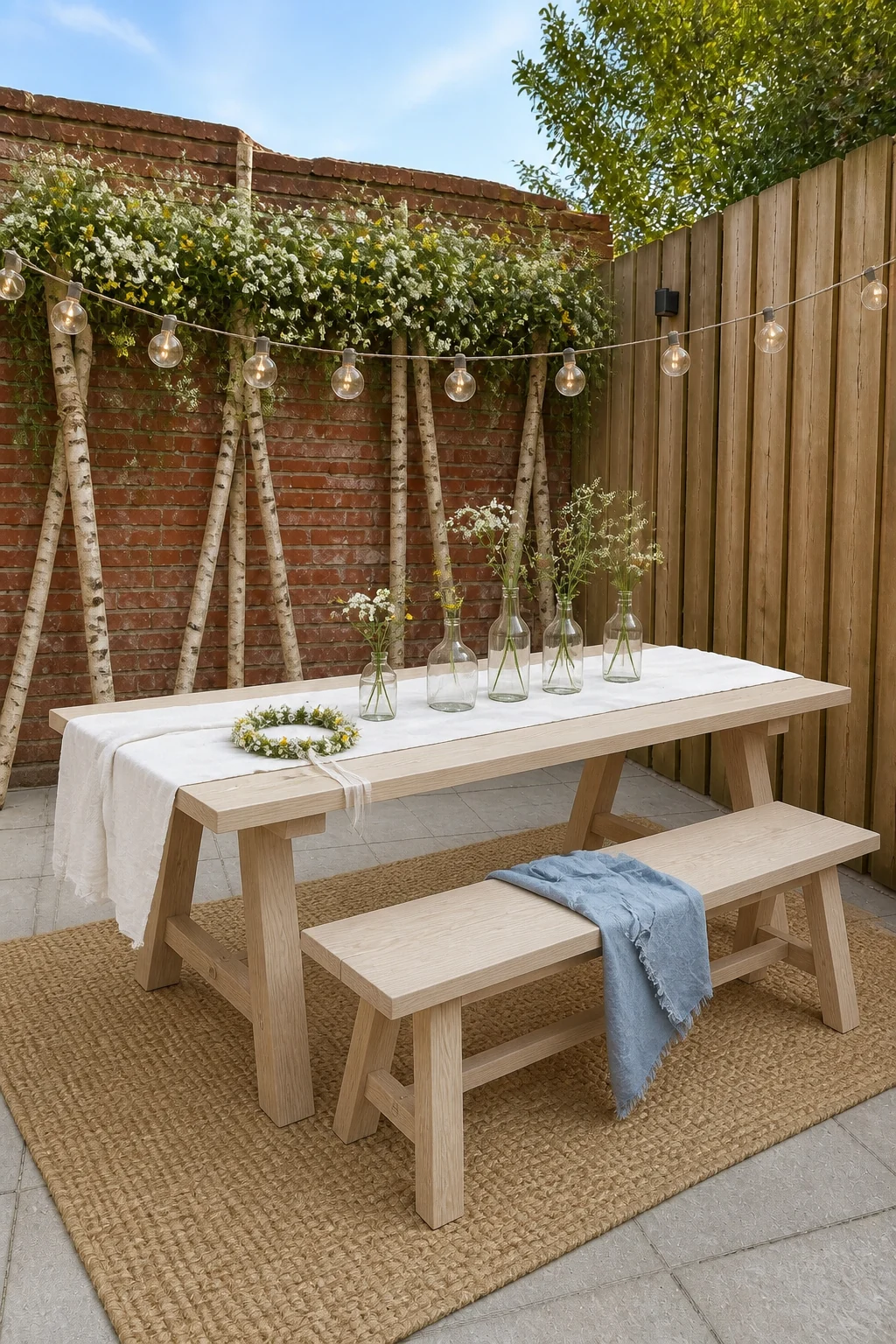 The same room styled as Nordic Midsummer