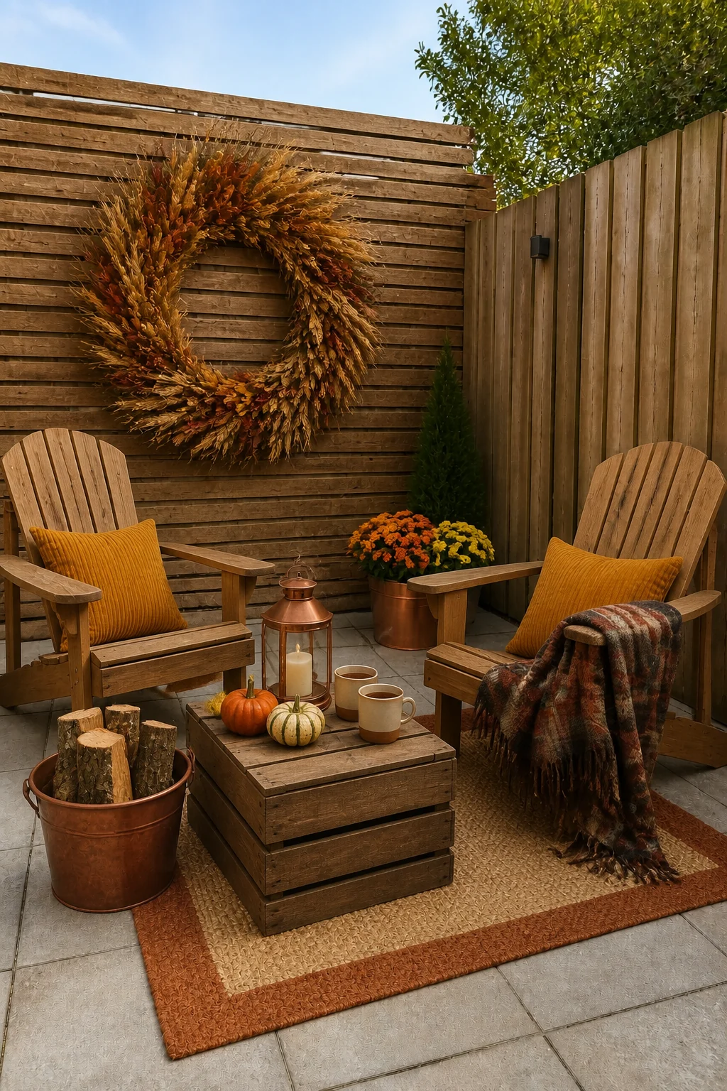 The same room styled as Cozy Autumn Harvest