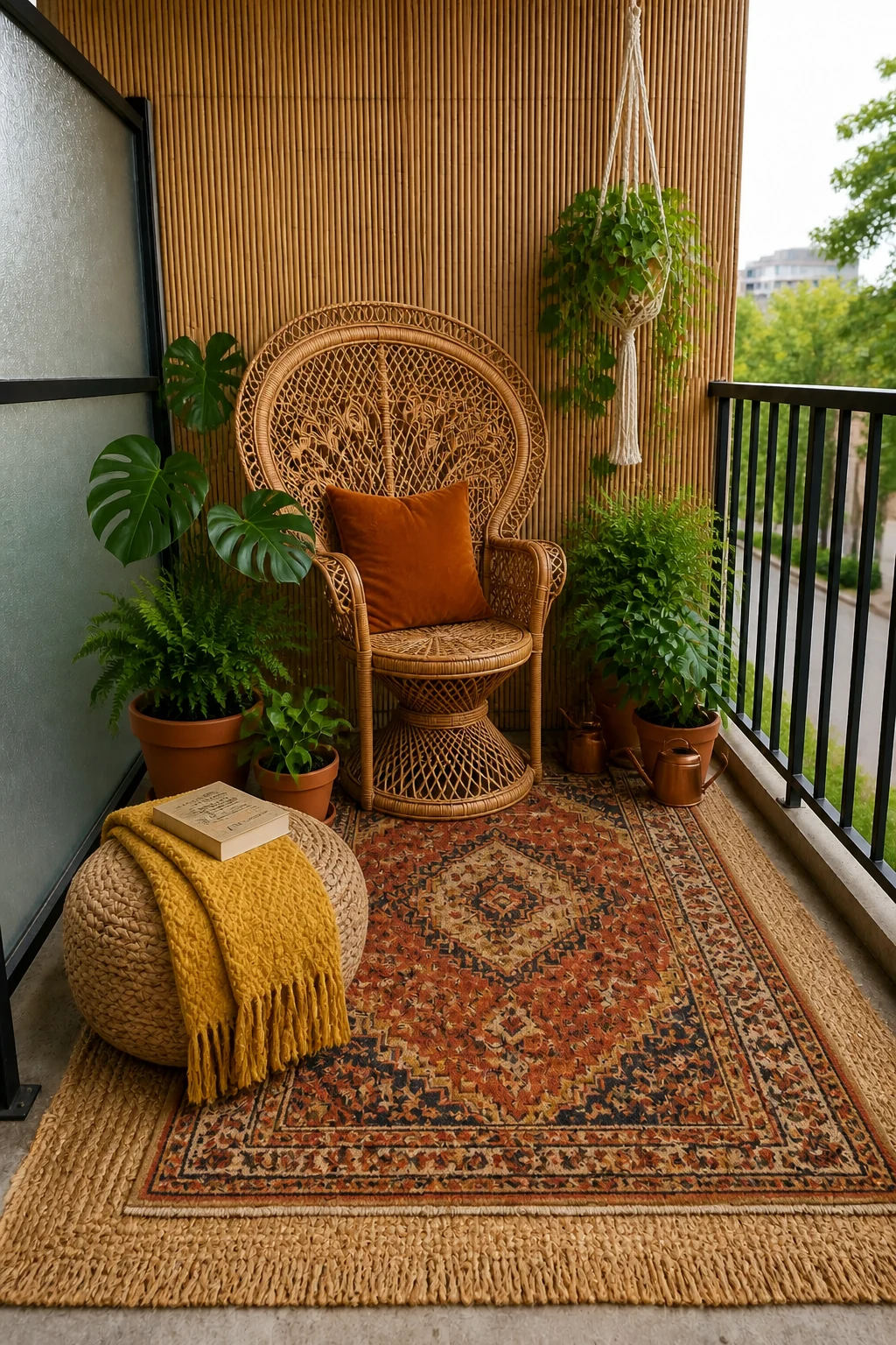 The same room styled as Boho Jungle