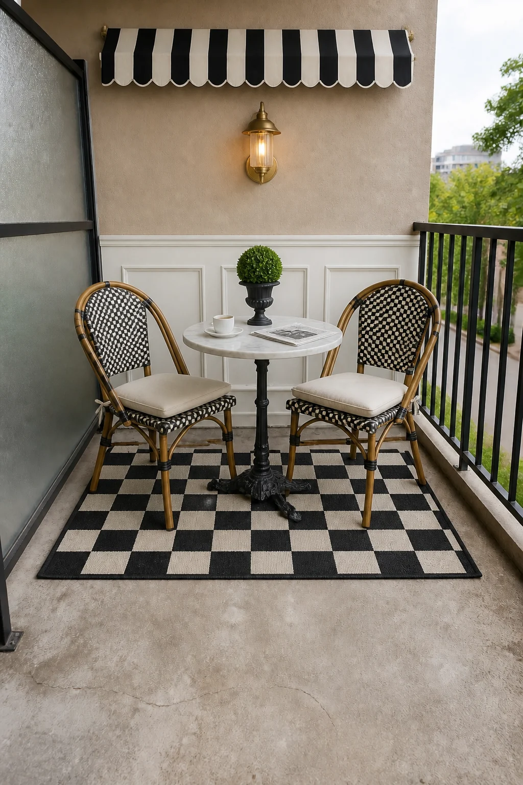 The same room styled as Parisian Bistro