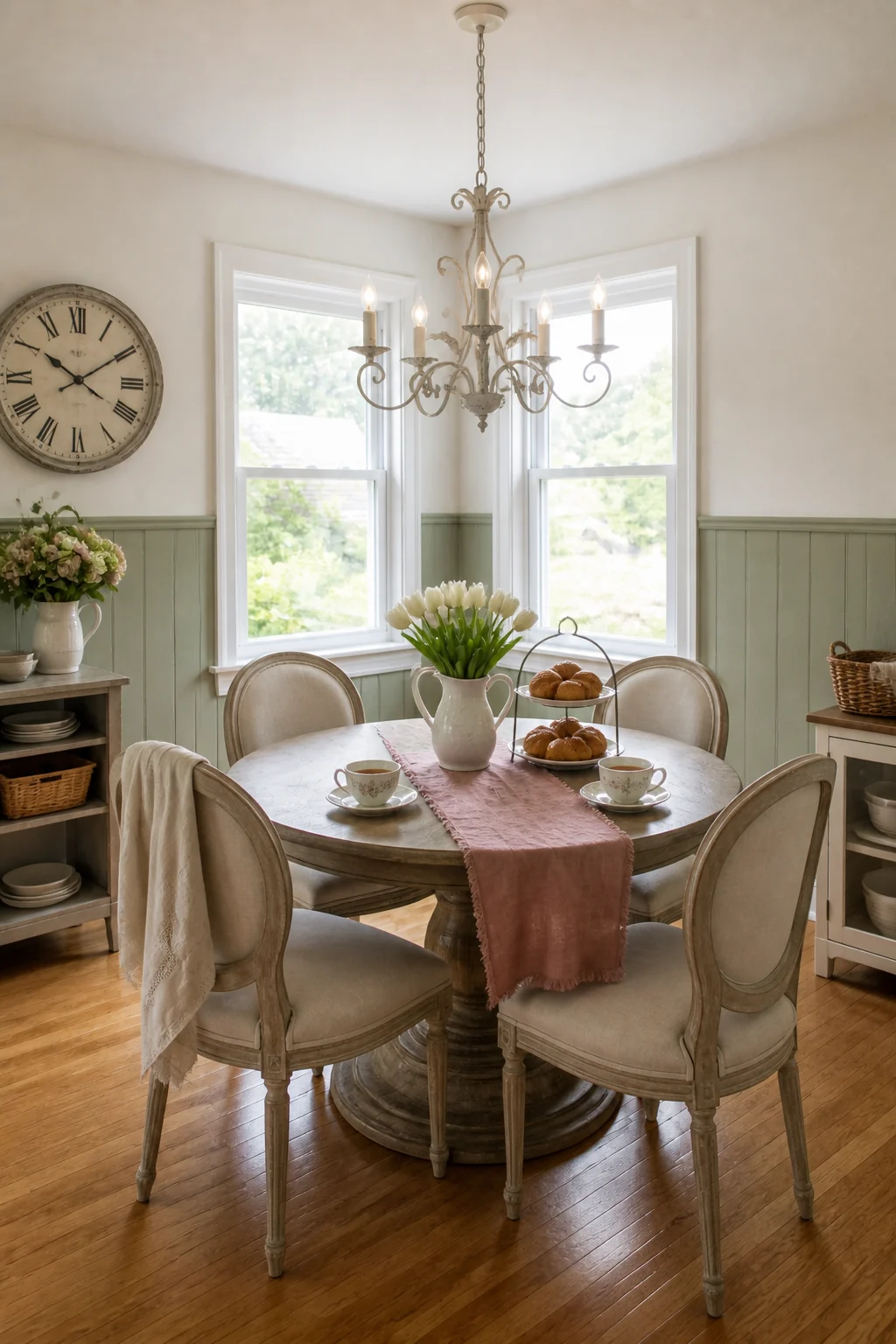 The same room styled as French Country Brunch