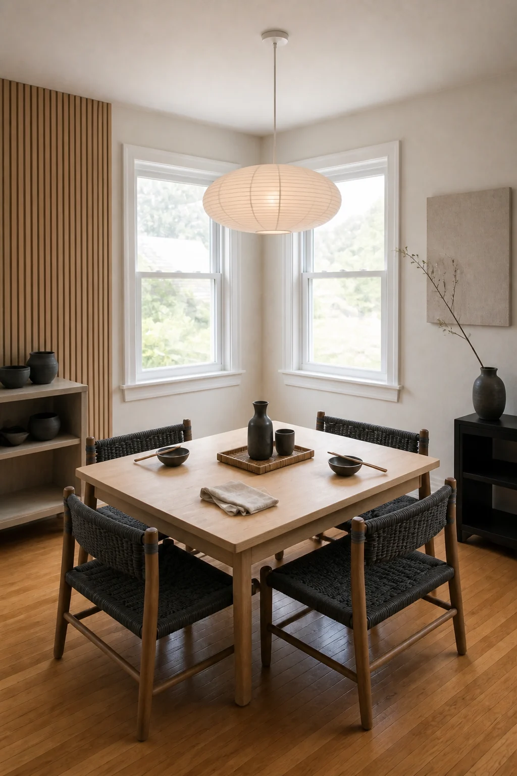 The same room styled as Japandi Zen Tasting