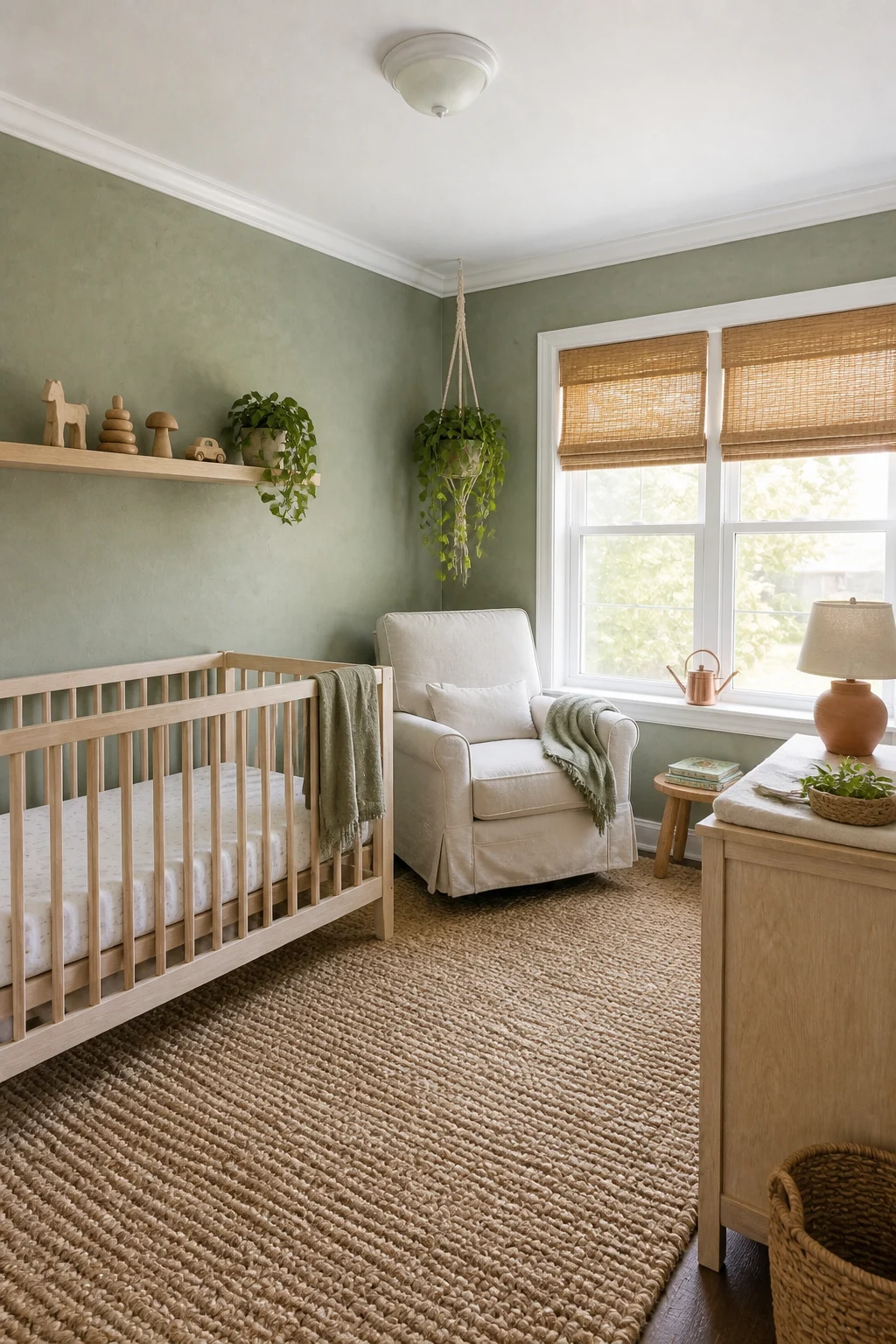 The same room styled as Earth Day Biophilic