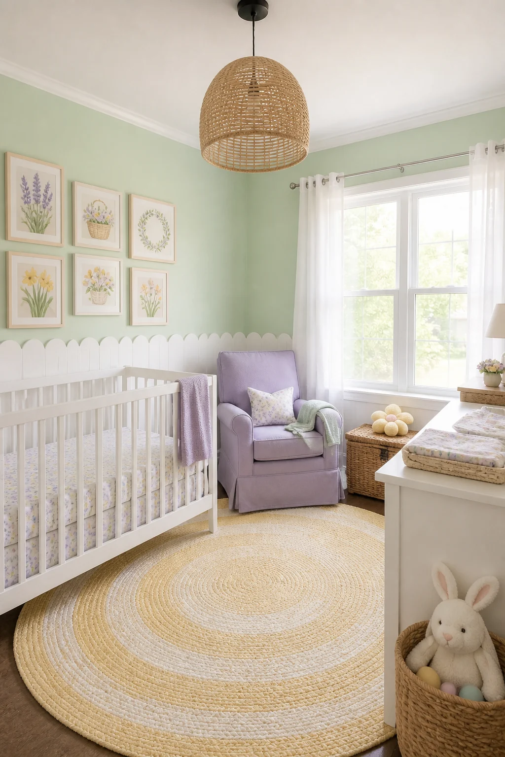 The same room styled as Easter Pastel Garden