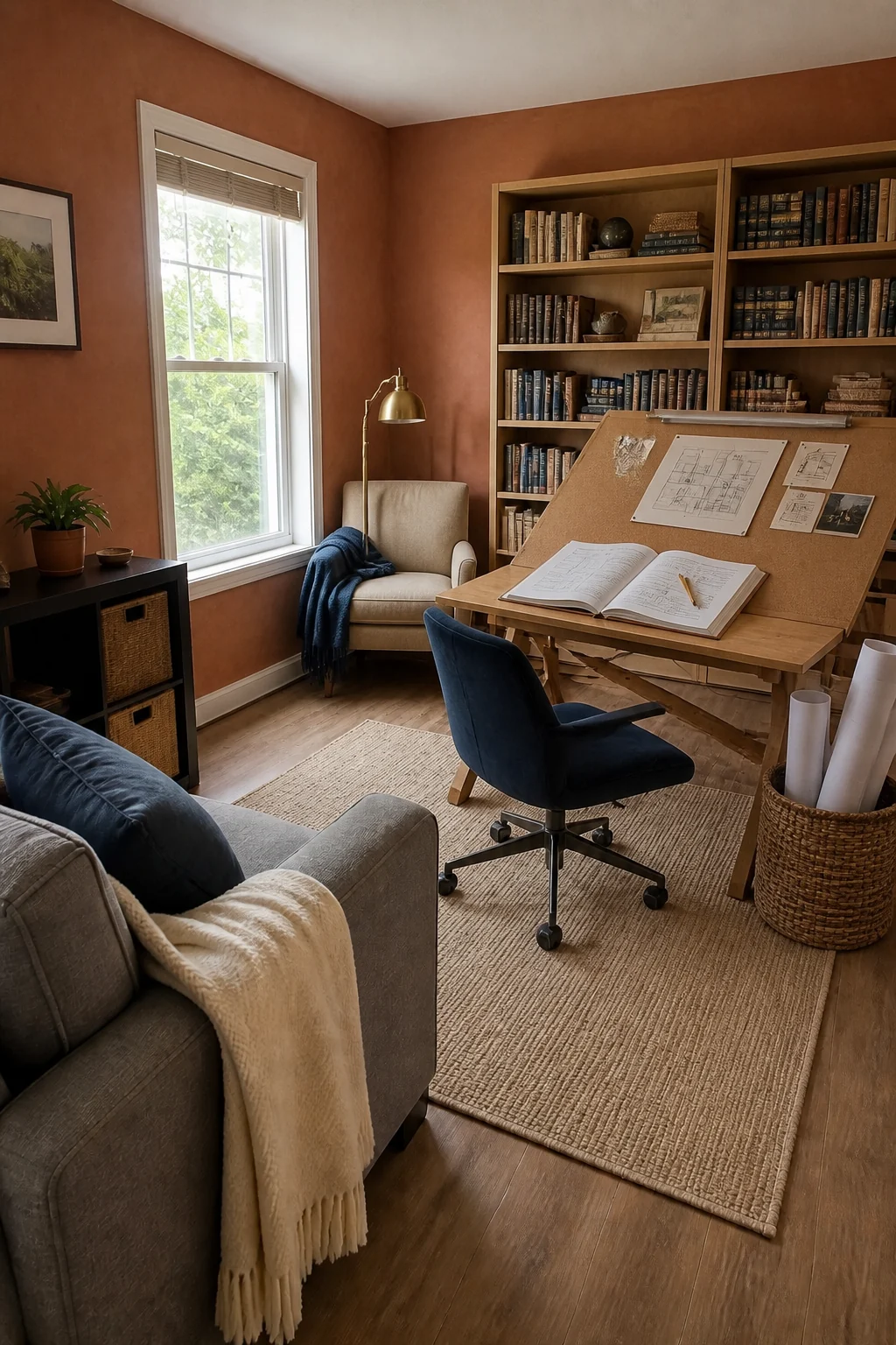 The same room styled as The Adult Study