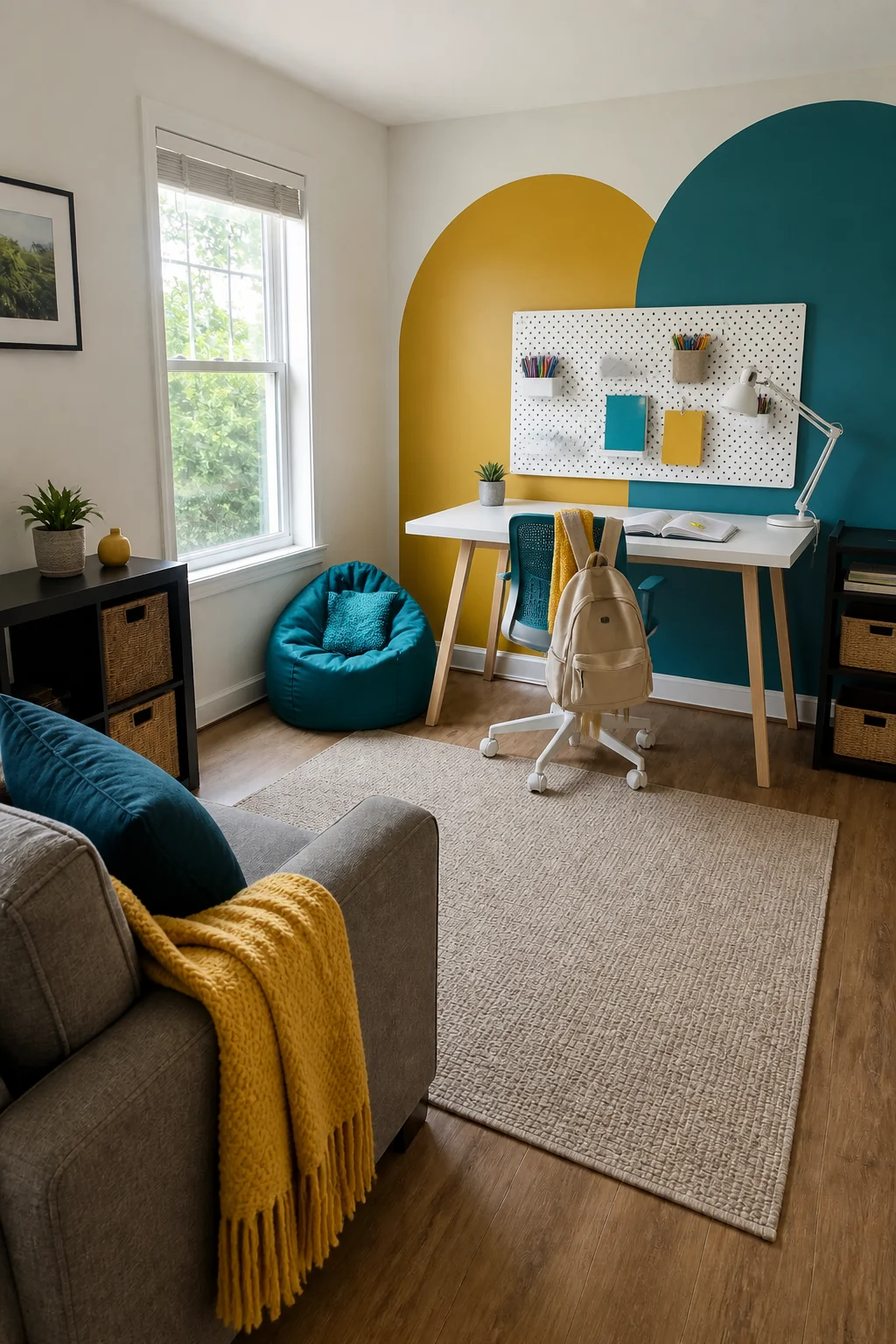 The same room styled as High School Study Space
