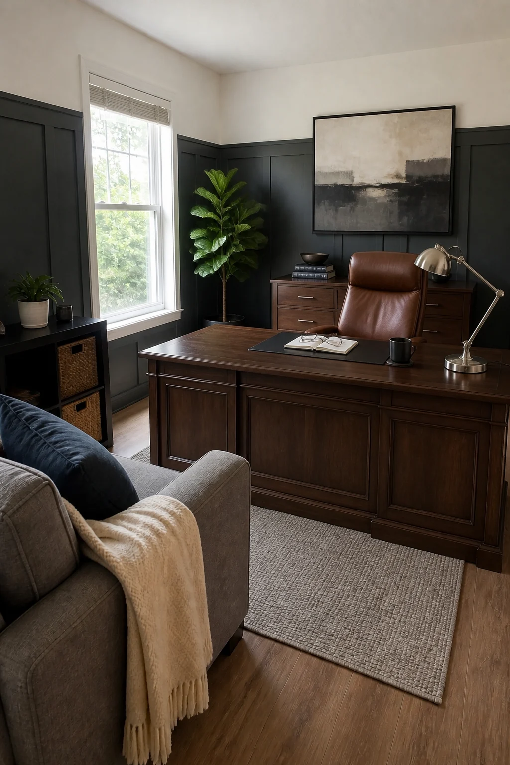 The same room styled as The Executive Zoom Room