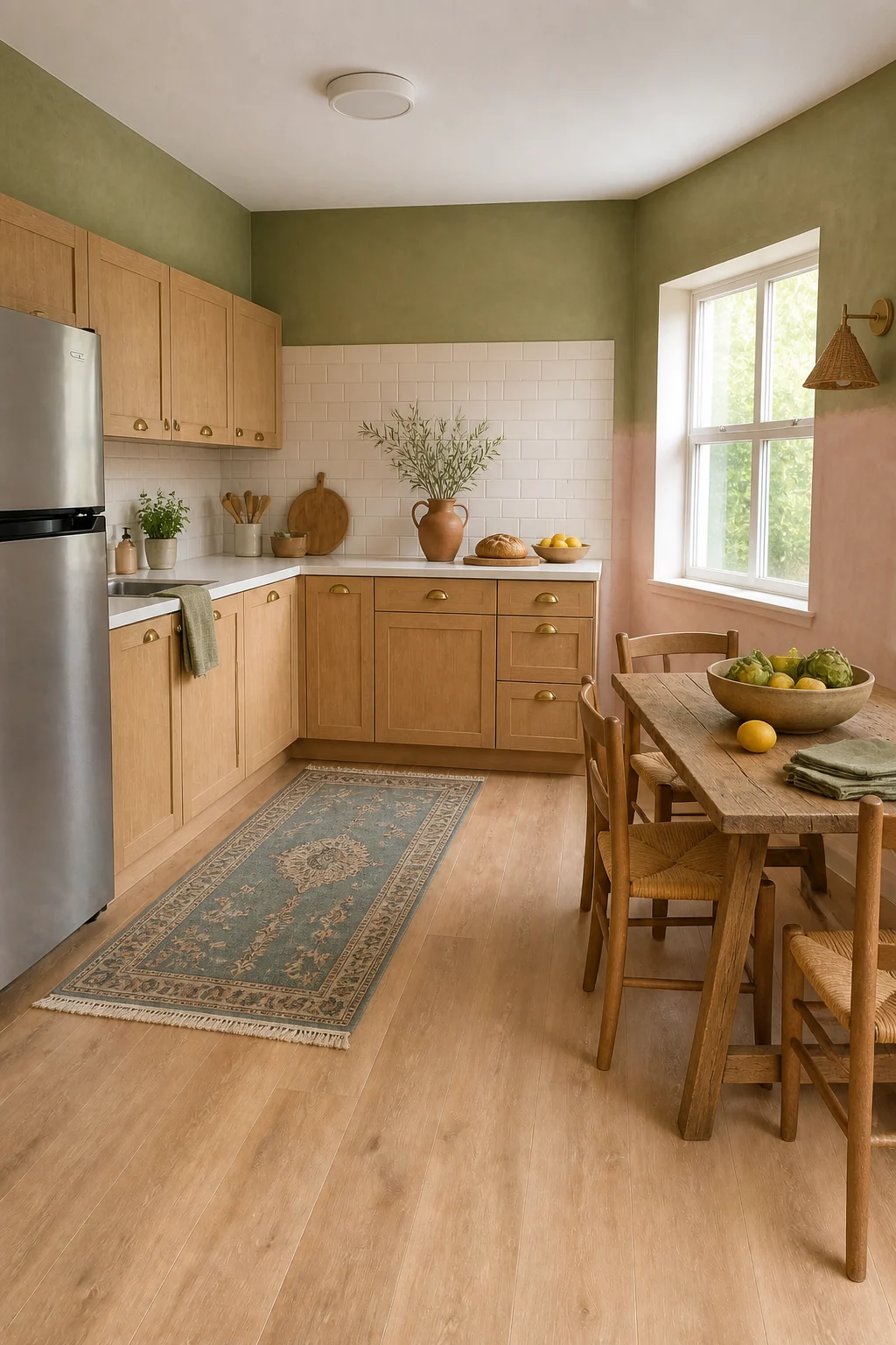 The same room styled as Soft Mediterranean