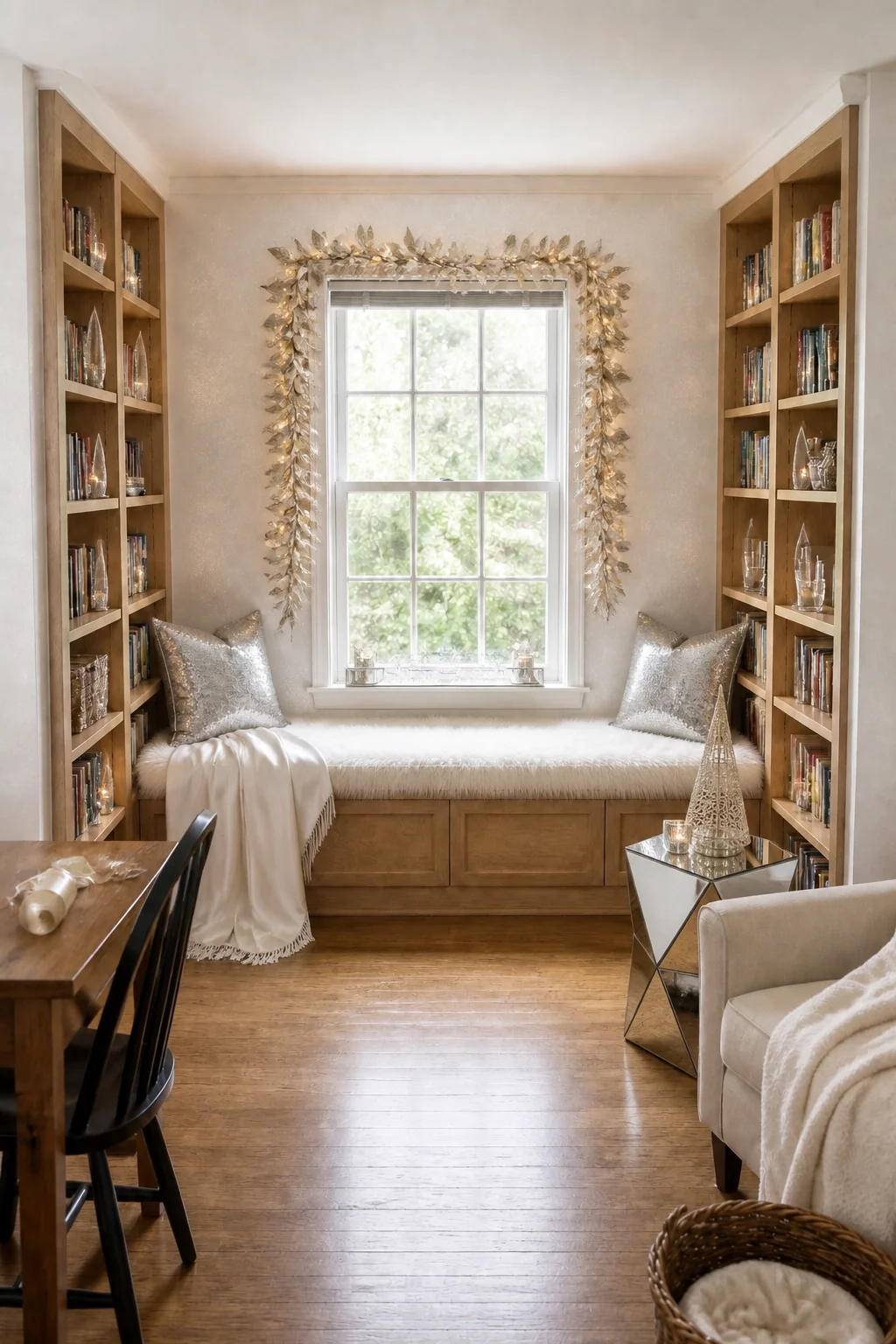 The same room styled as Glam Metallic