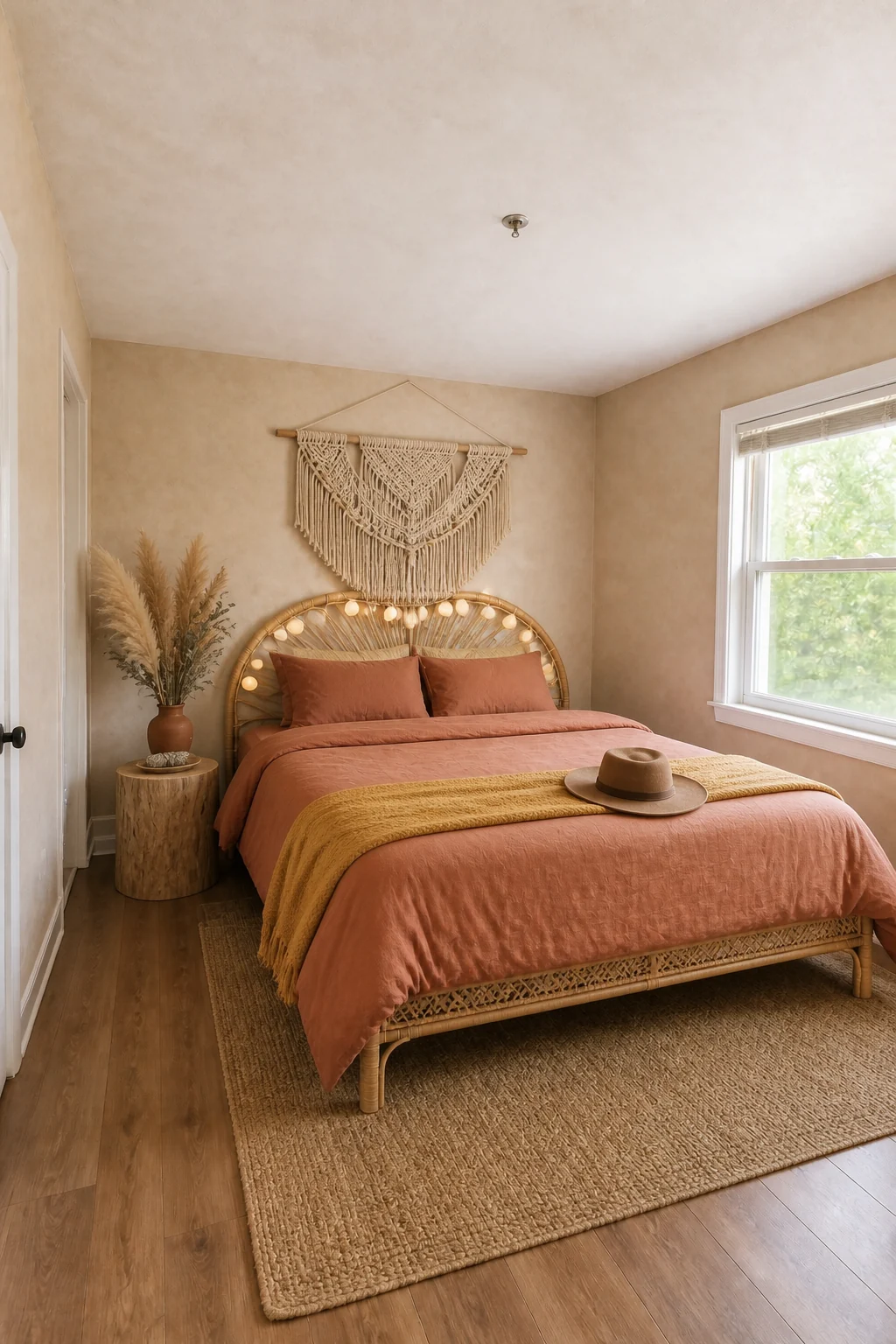 The same room styled as Desert Boho