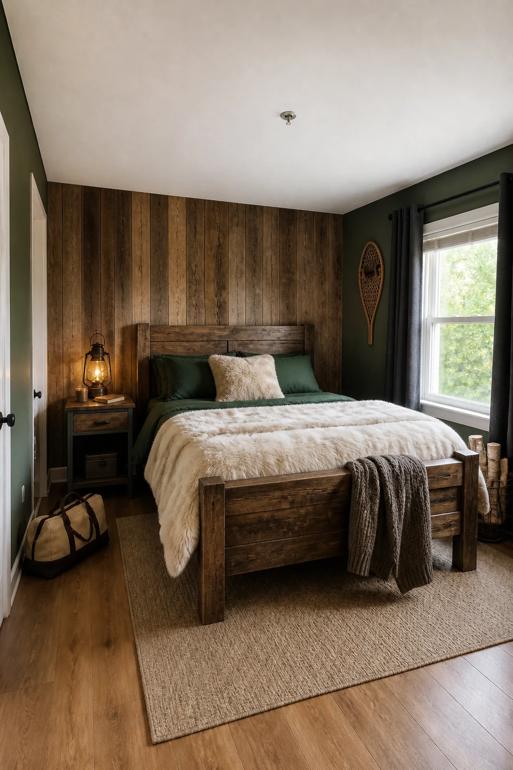 The same room styled as Rustic Alpine