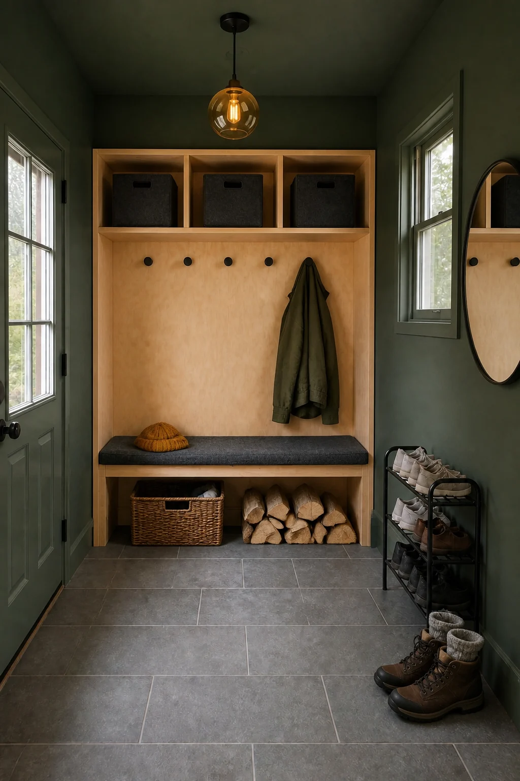 The same room styled as Nordic Cabin