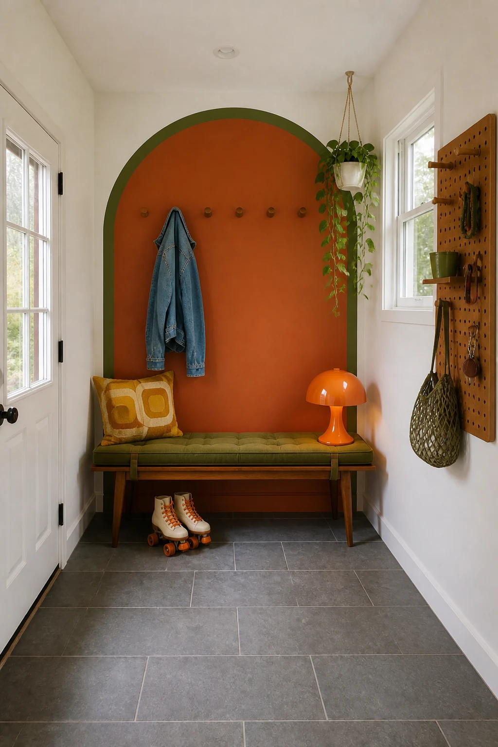 The same room styled as 70s Revival
