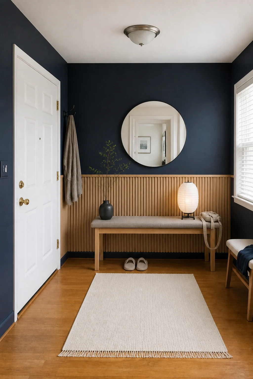 The same room styled as Deep Japandi