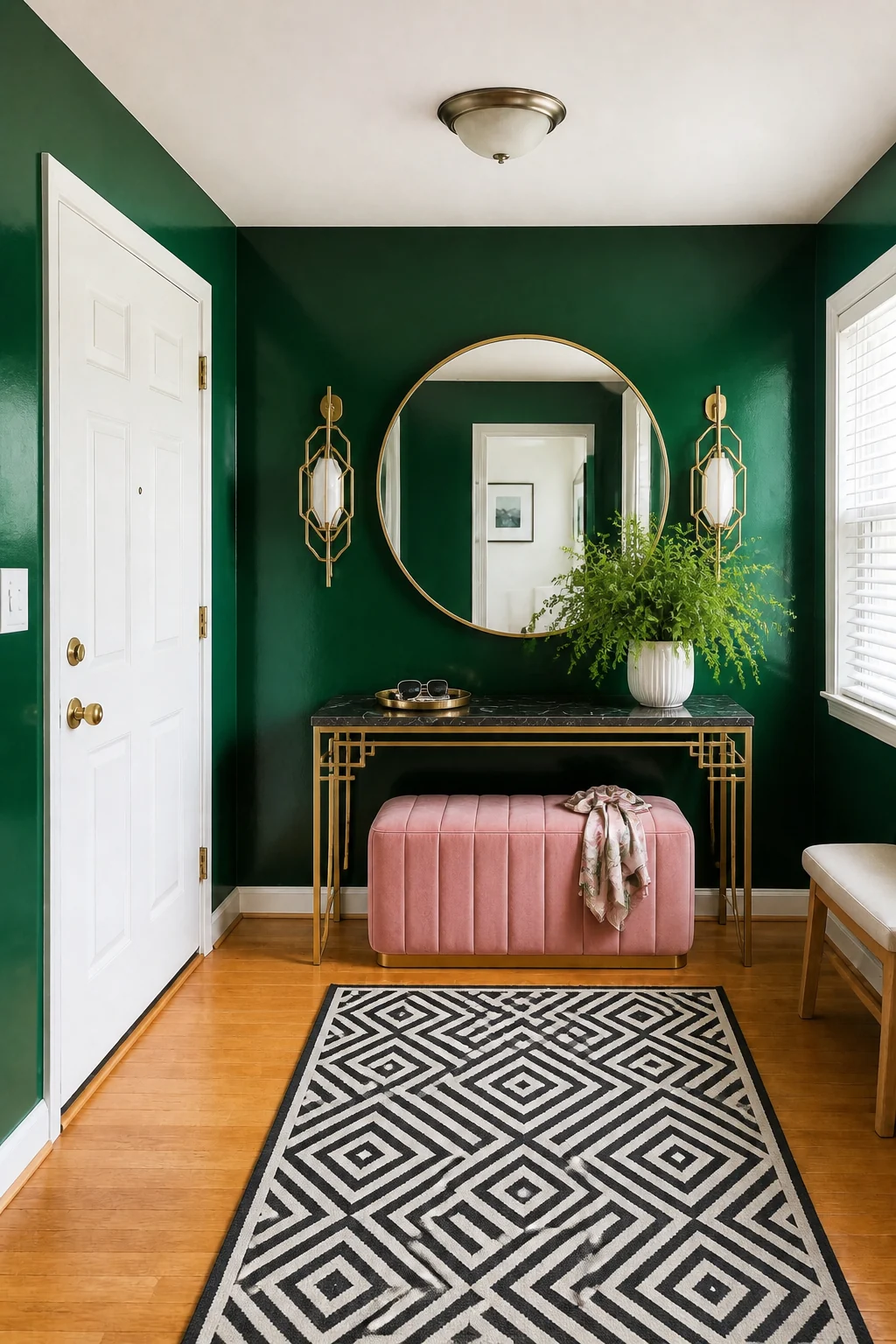 The same room styled as Jewel-Box Glam