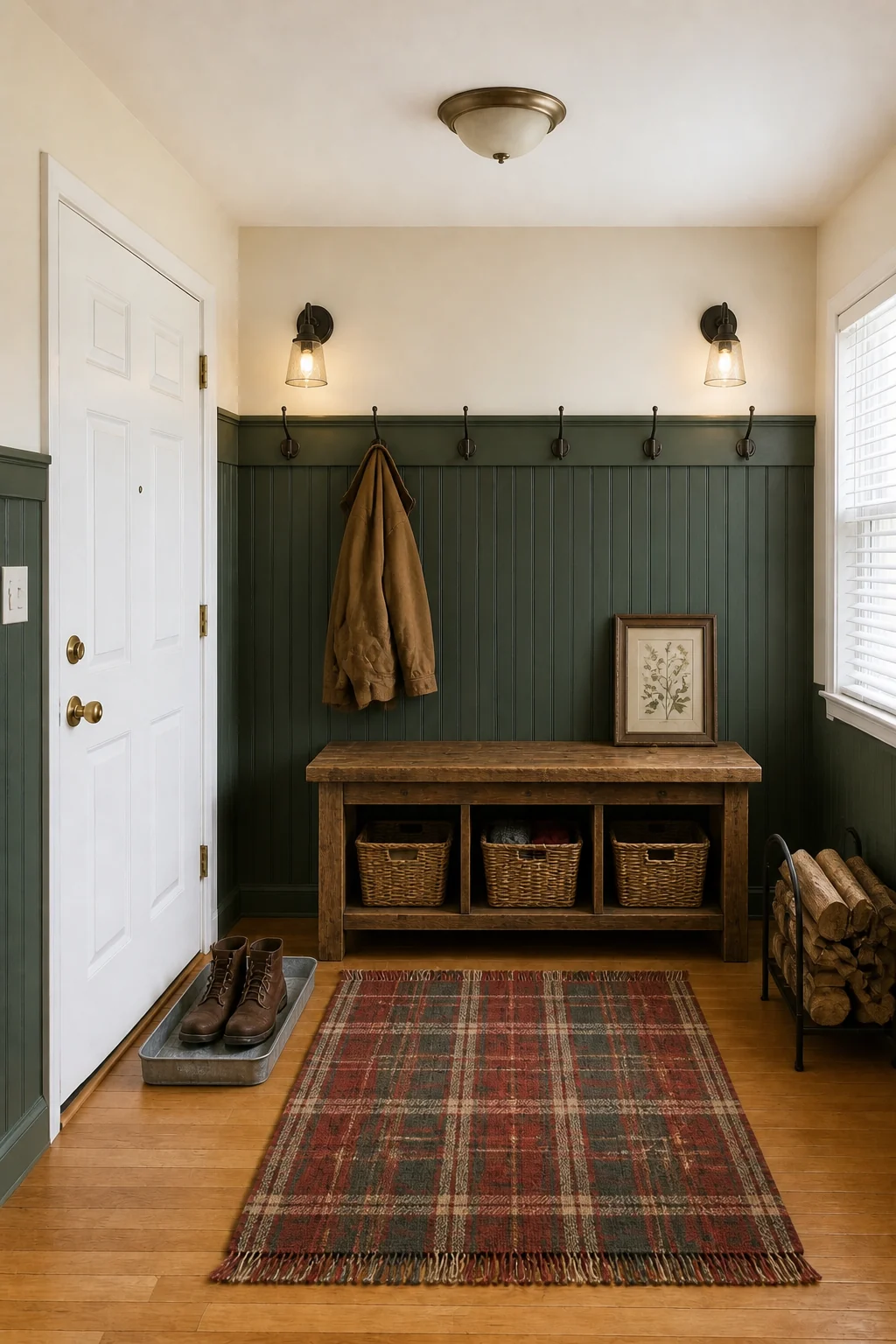 The same room styled as Rustic Heritage