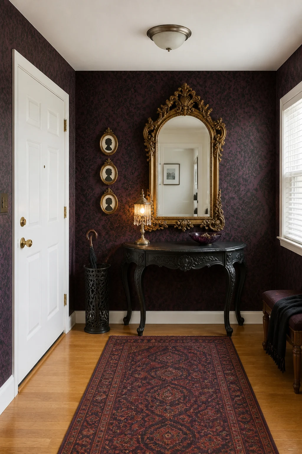 The same room styled as Victorian Gothic