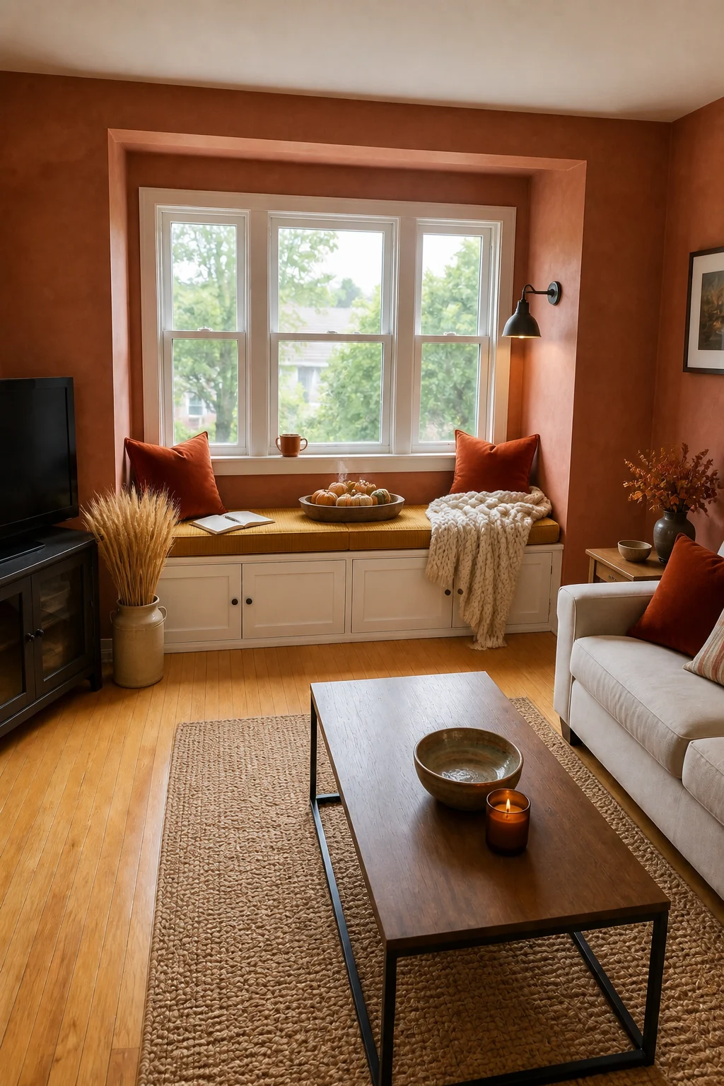 The same room styled as Autumn Harvest