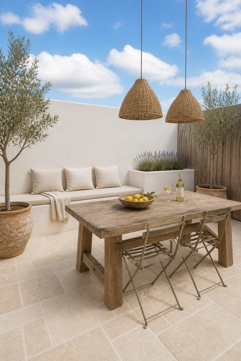 The same room styled as The Custom Masonry Courtyard