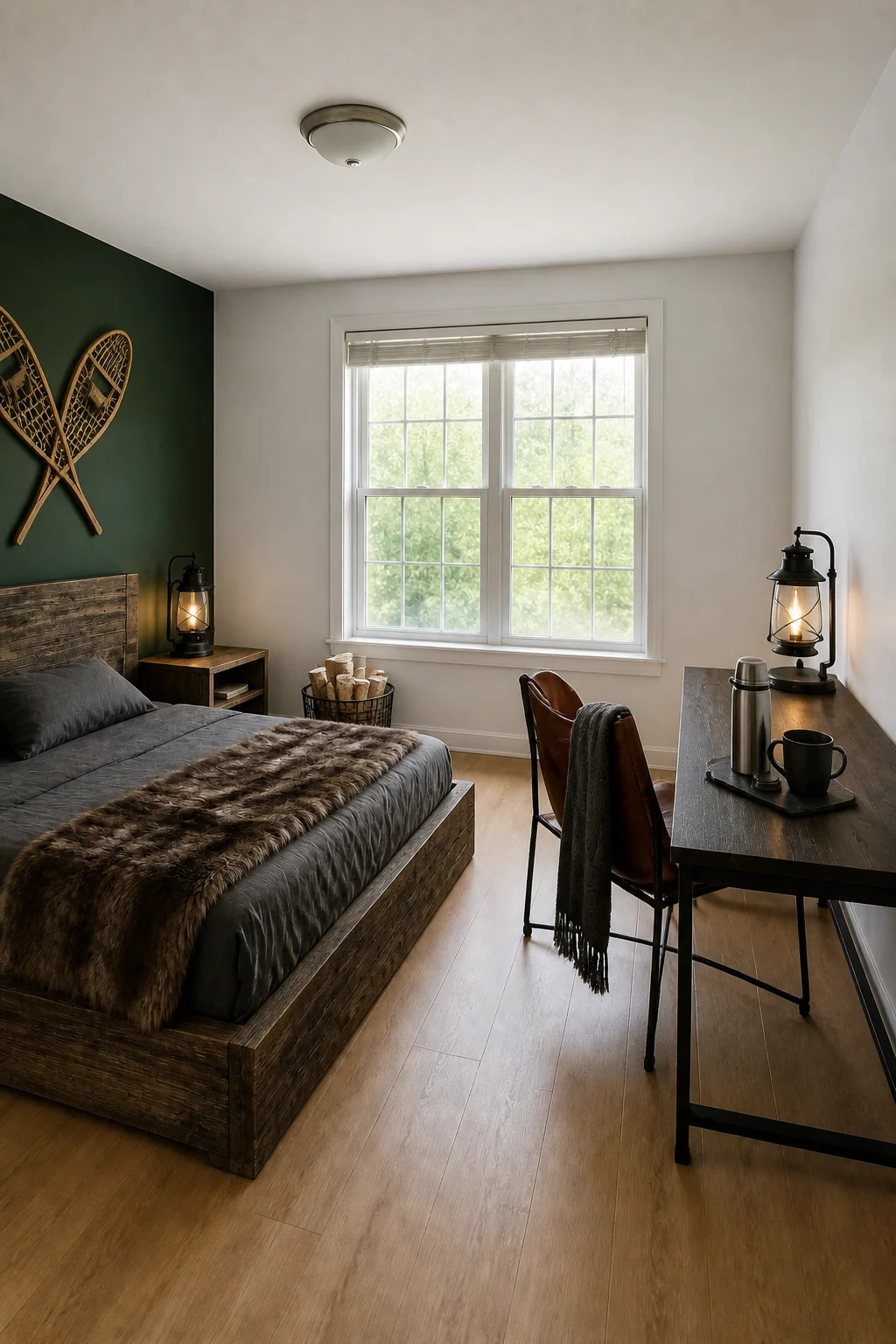 The same room styled as Modern Chalet