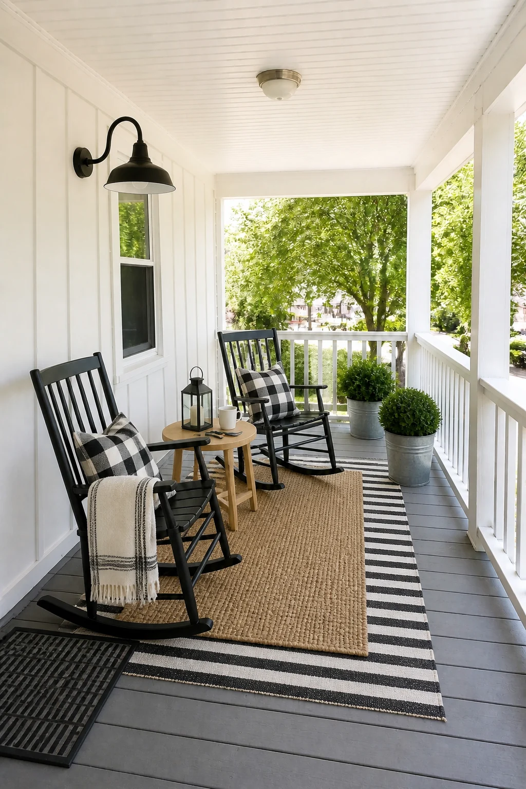 The same room styled as 2010s Modern Farmhouse
