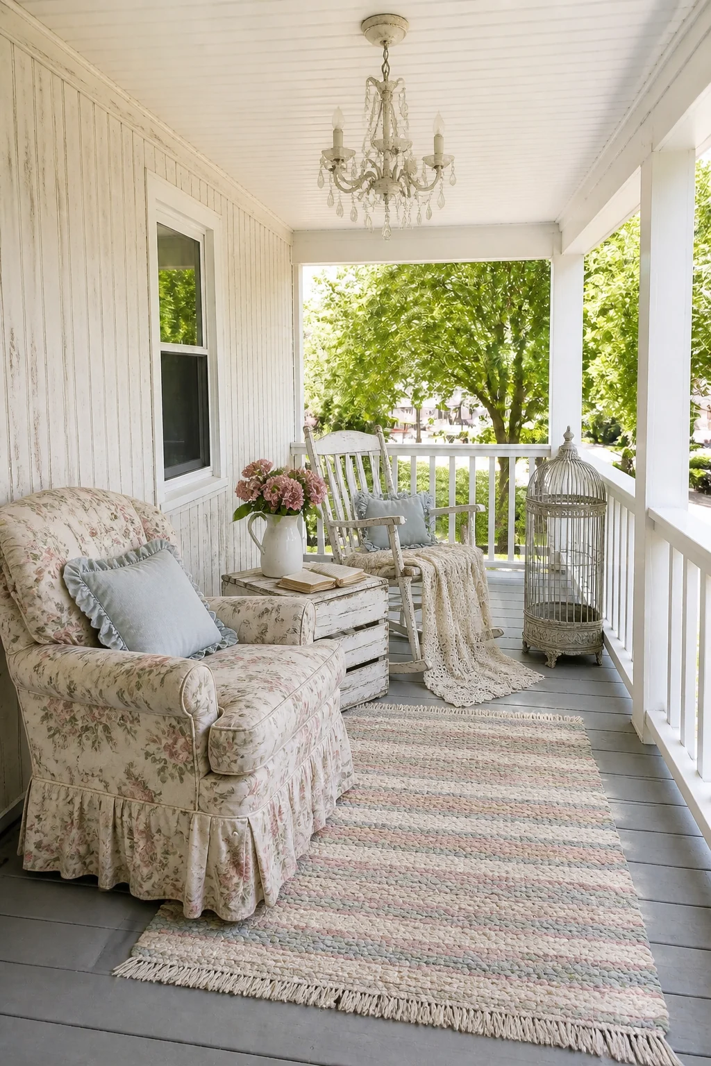 The same room styled as 1990s Shabby Chic