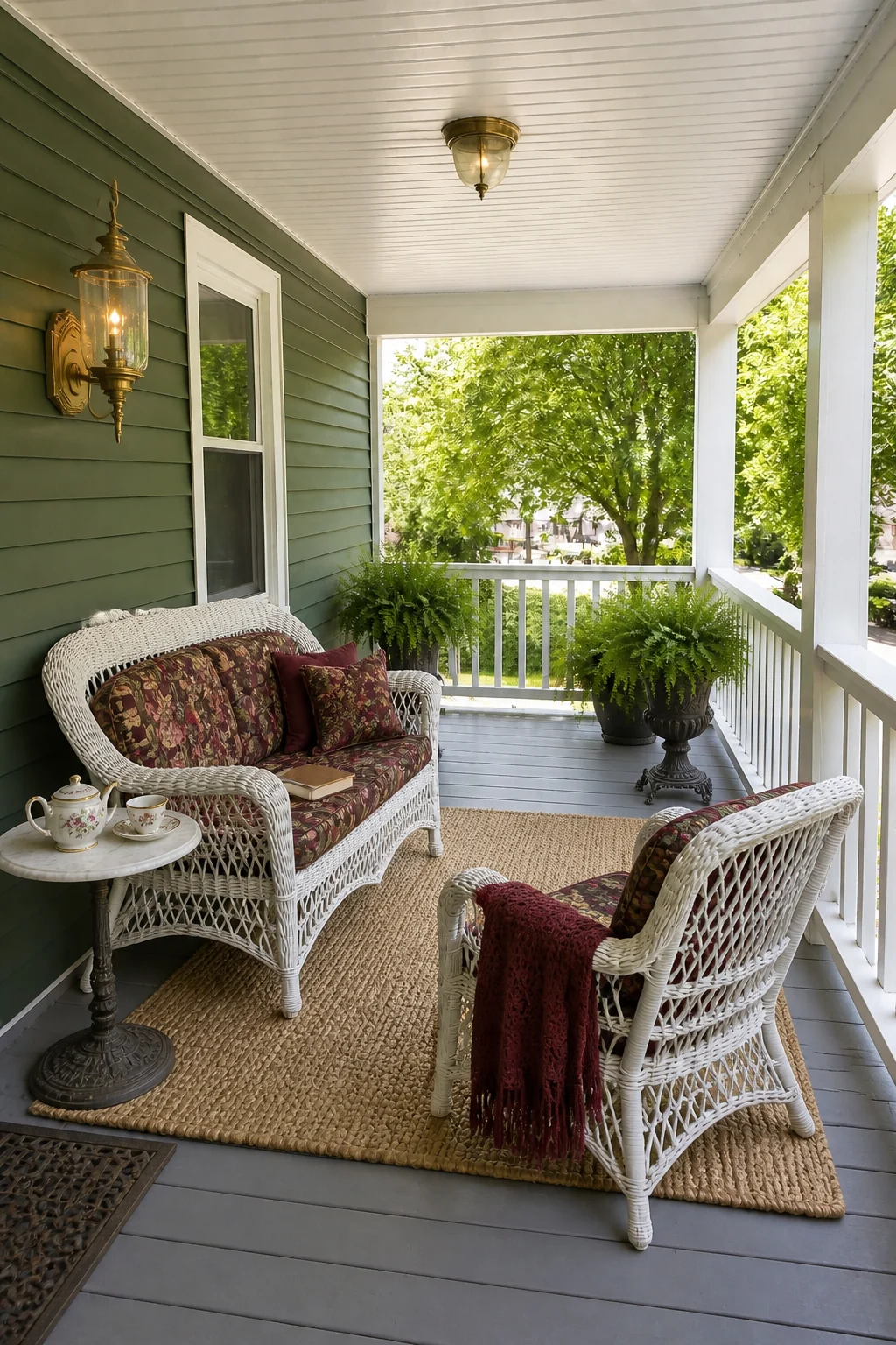 The same room styled as 1890s Victorian
