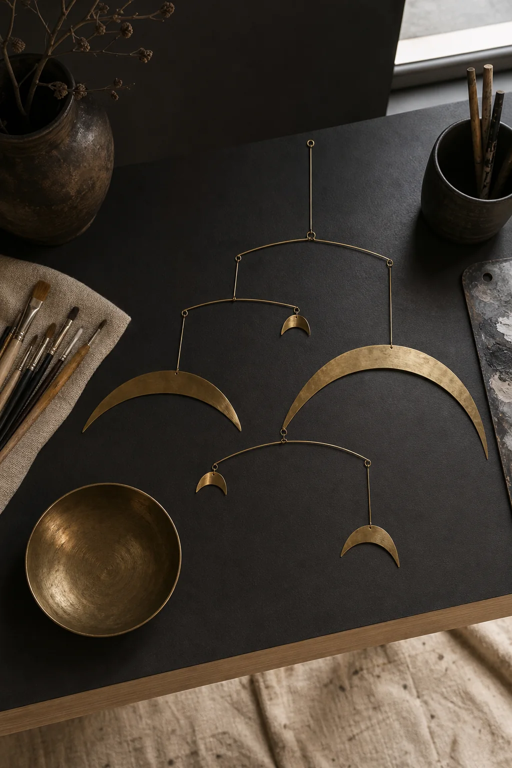 Sweeping Arcs and Asymmetrical Visual Weights in the finished artist easel nook