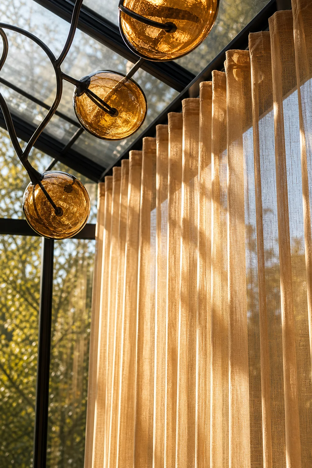 Diffusing Sunlight Through Linen in the finished conservatory