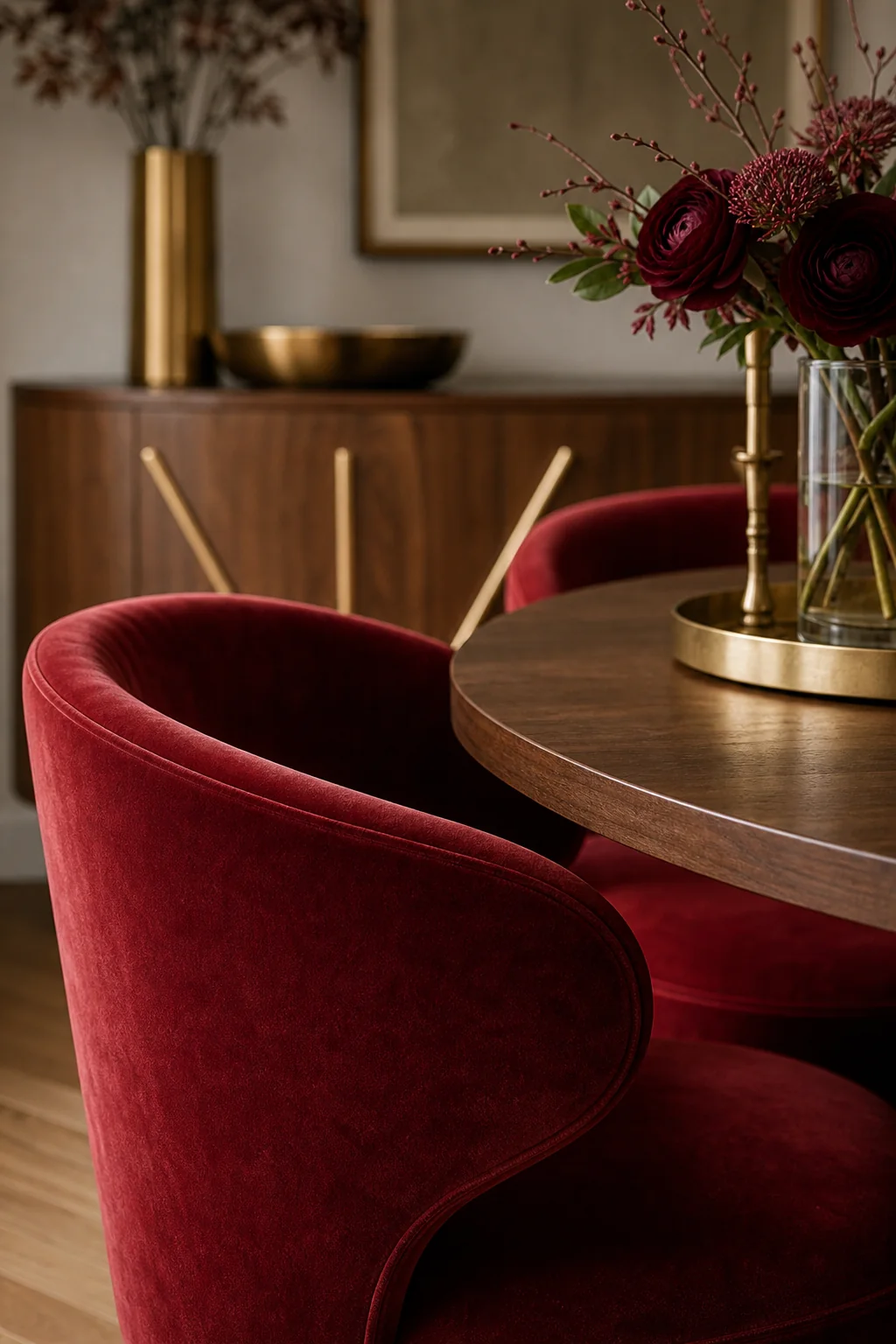 Translating Bold Crimson into Tactile Blocks in the finished dining room