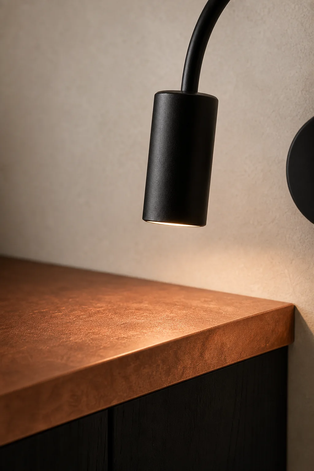 Lighting with delicate precision in the finished coffee bar station