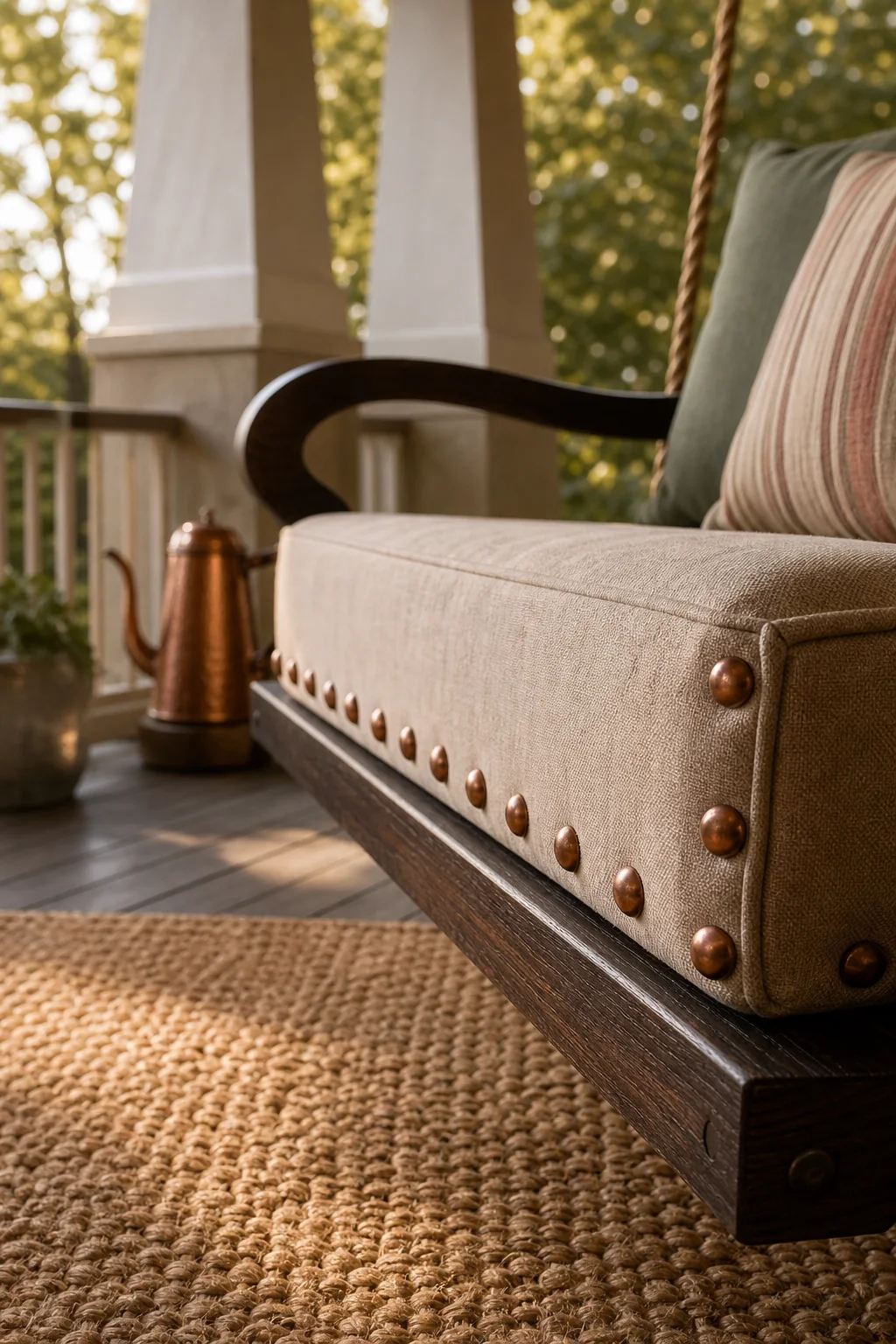Highlighting the structural hardware in the finished front porch