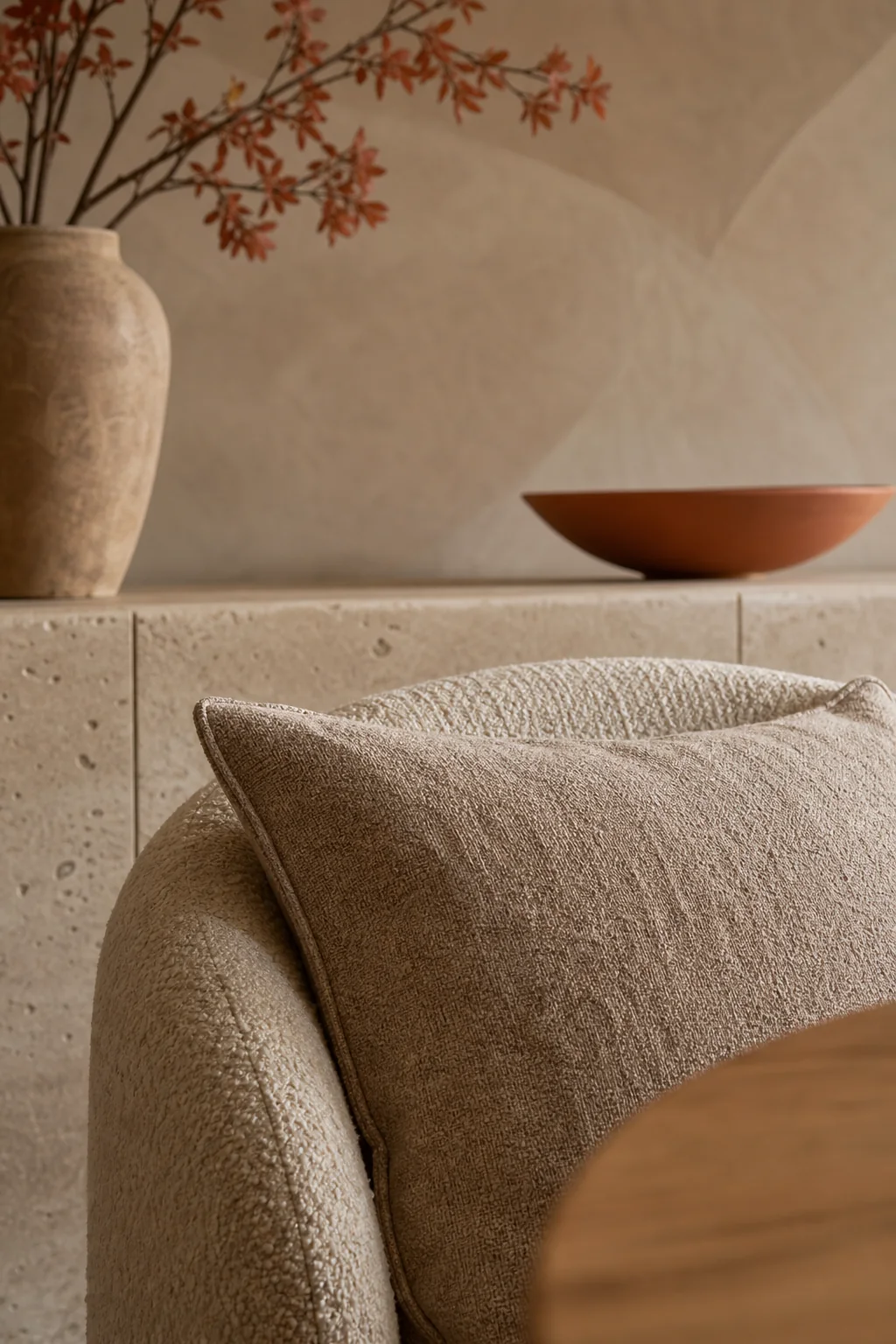 Warming the room with arid tones in the finished dining room