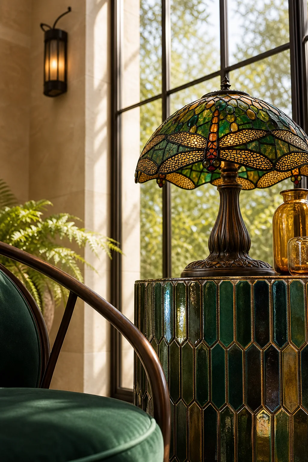 Translating iridescent glass into glossy ceramics in the finished indoor sunroom