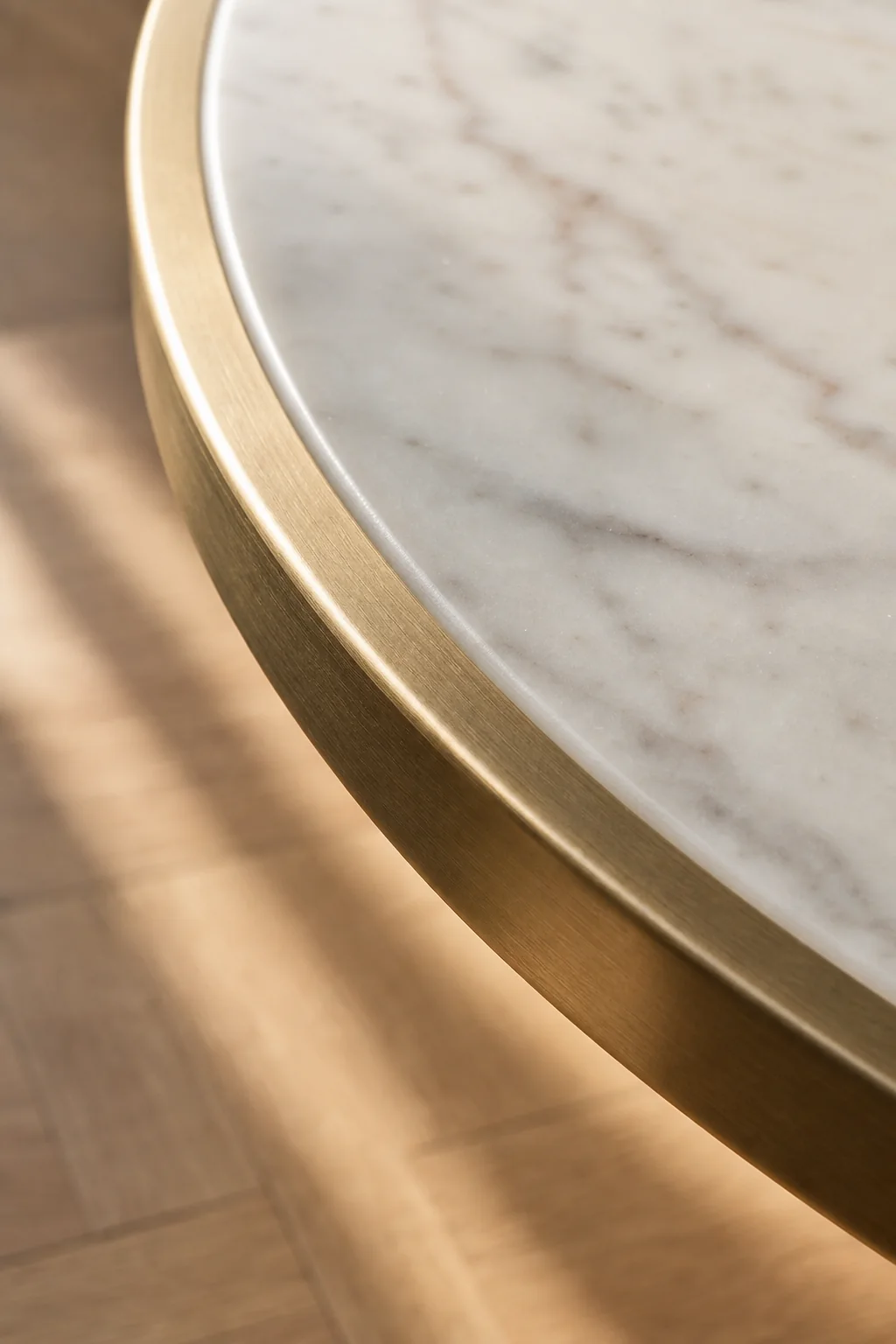 Balancing cool marble and warm brass in the finished breakfast room