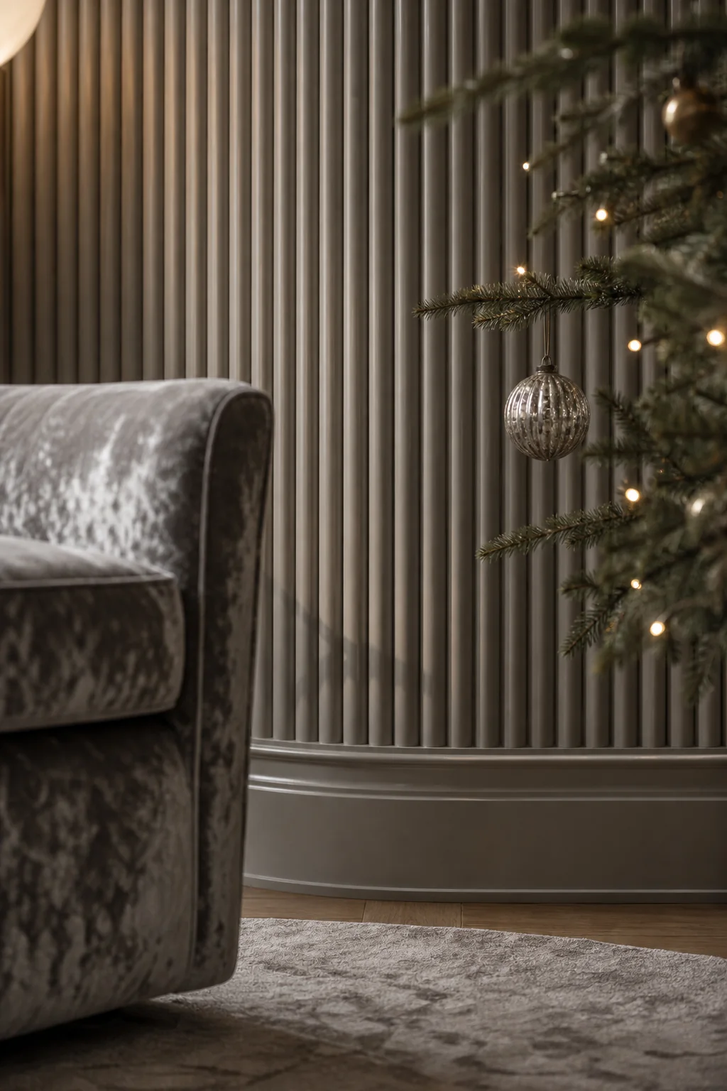 Wrapping the corner in texture in the finished christmas tree corner
