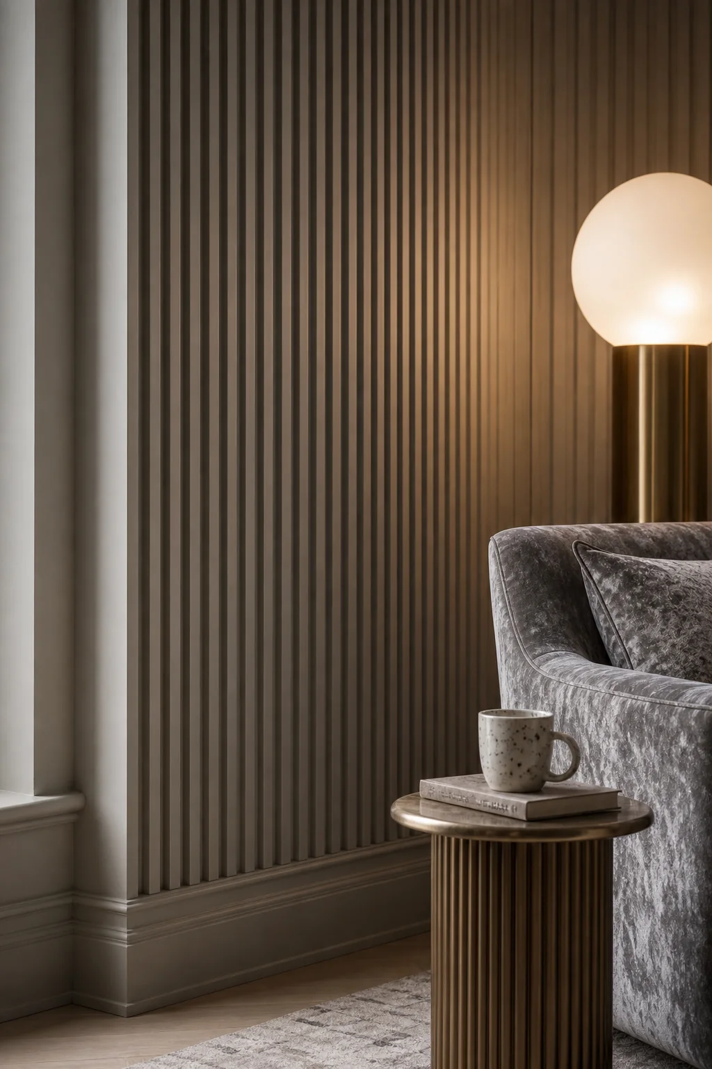 Setting the stage with structured fluting in the finished christmas tree corner