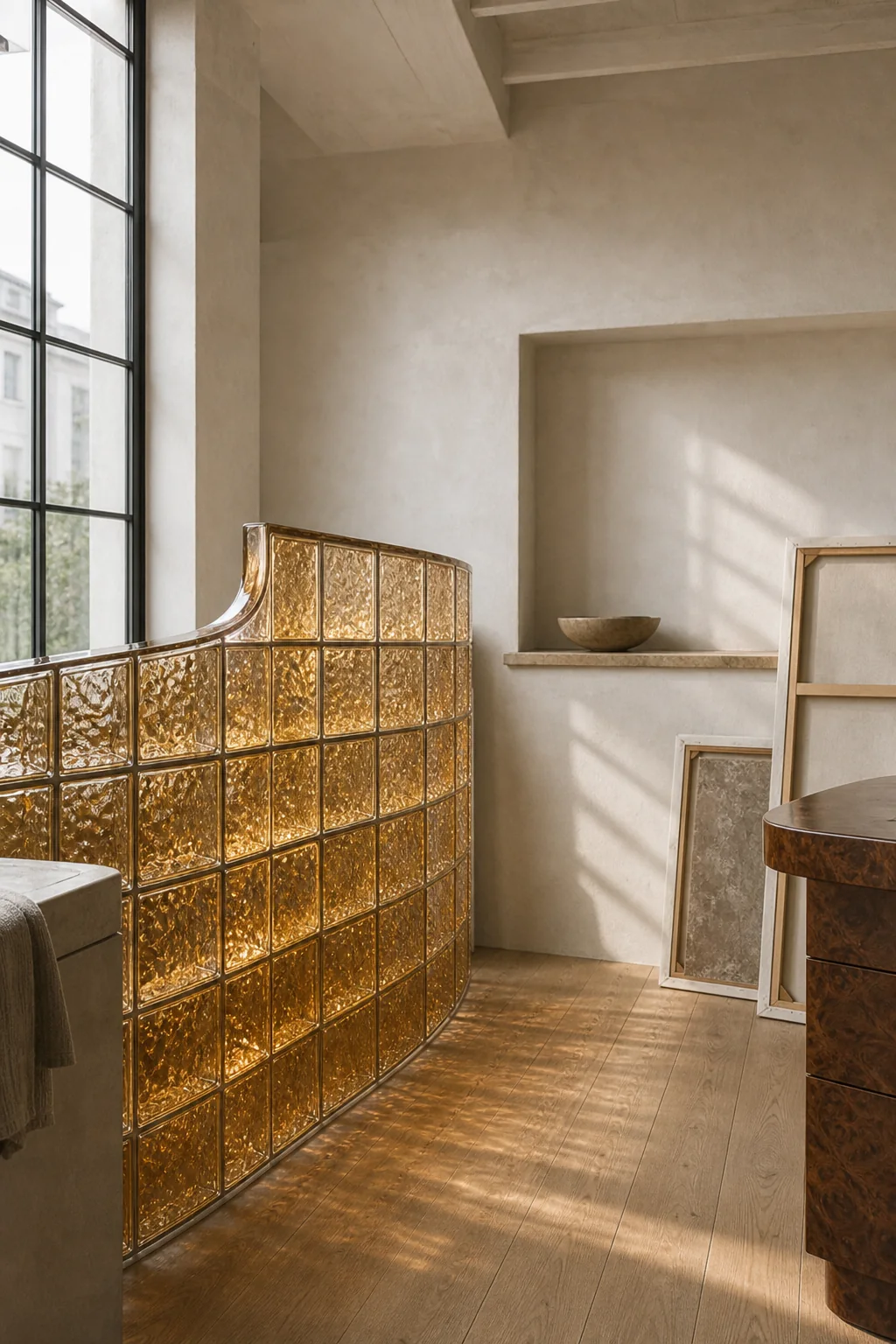 Shaping Light with Translucent Boundaries in the finished art studio