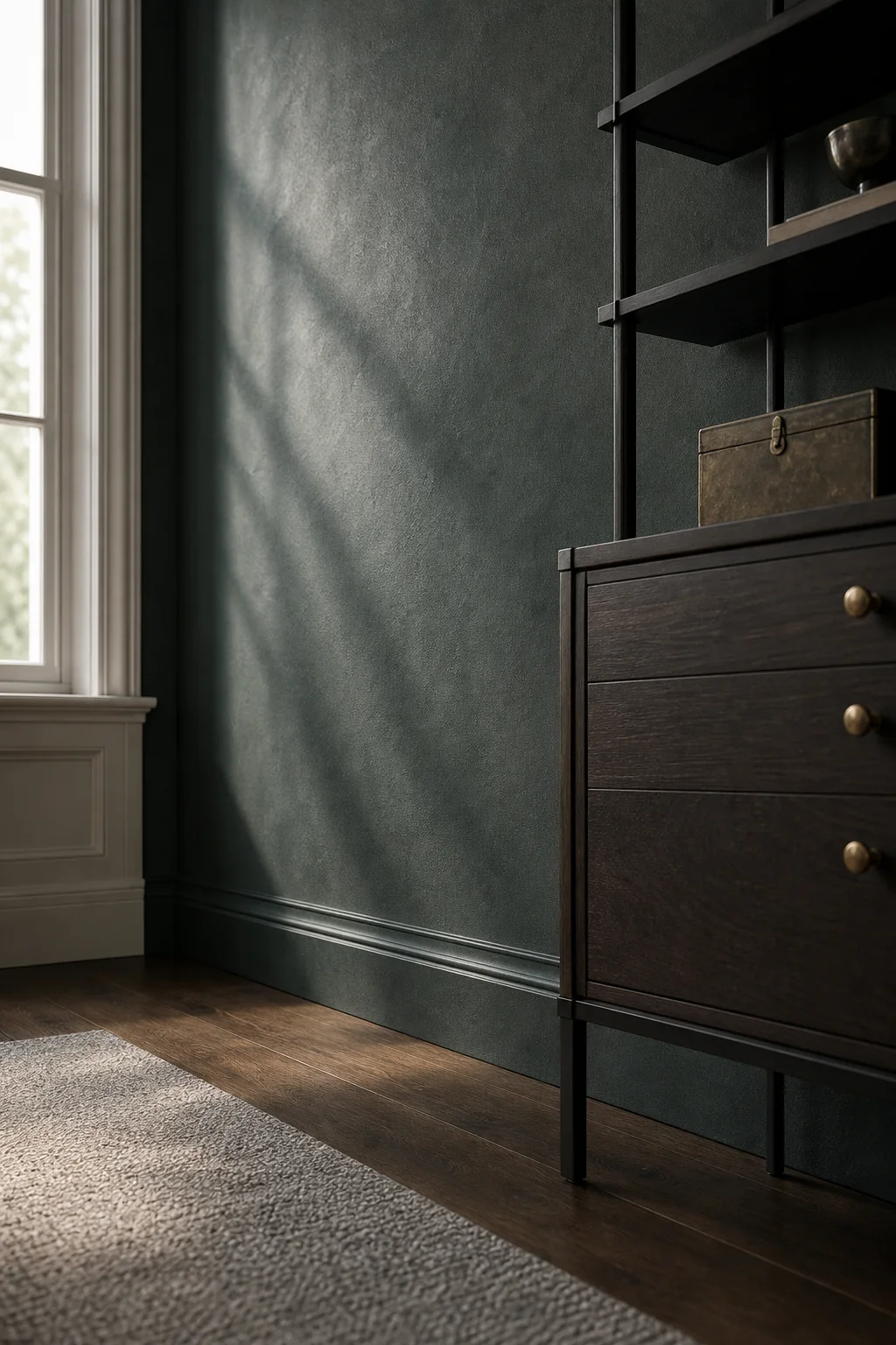Setting a moody, oxidized envelope in the finished home office