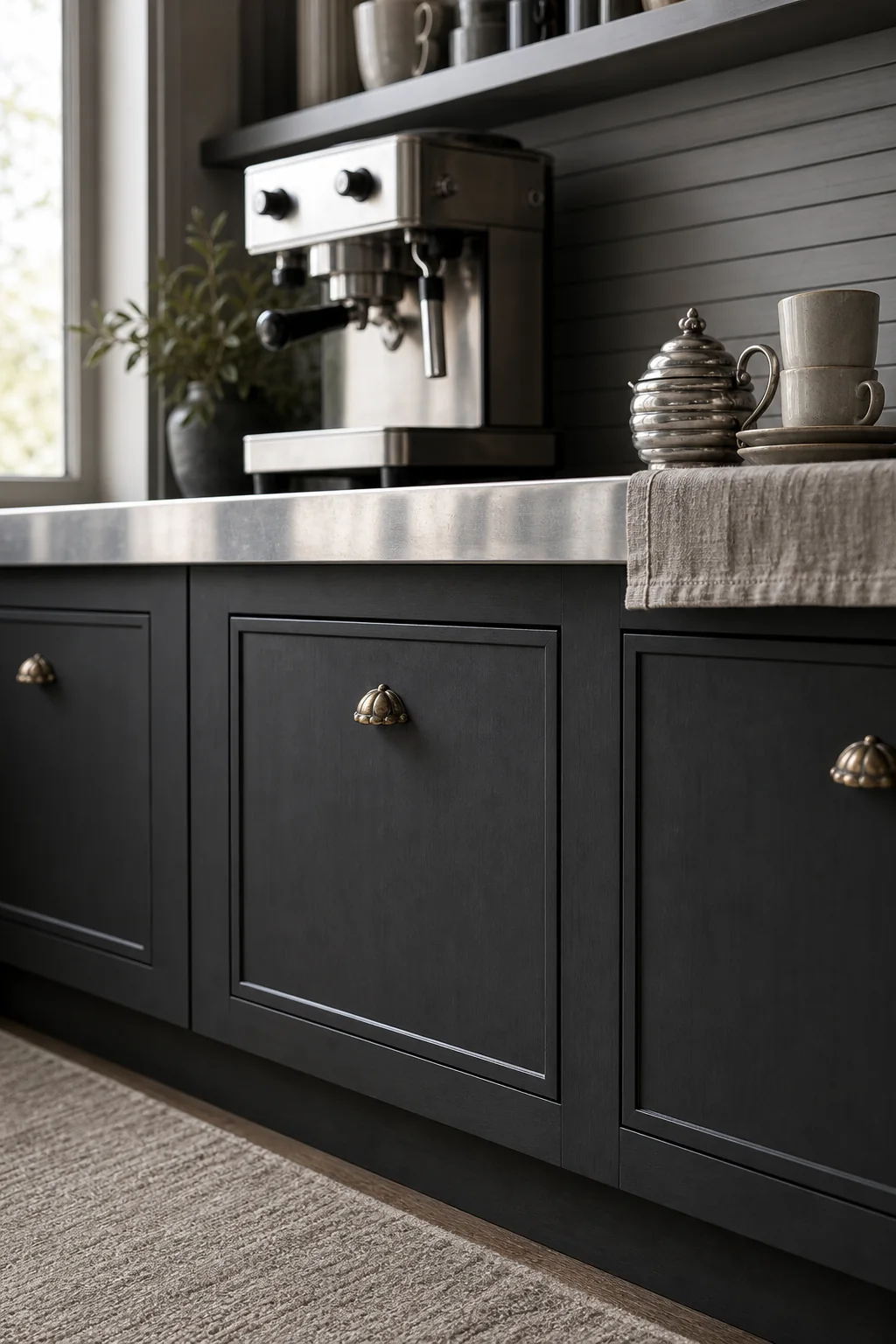 Capturing the bright silver highlights in the finished coffee bar corner