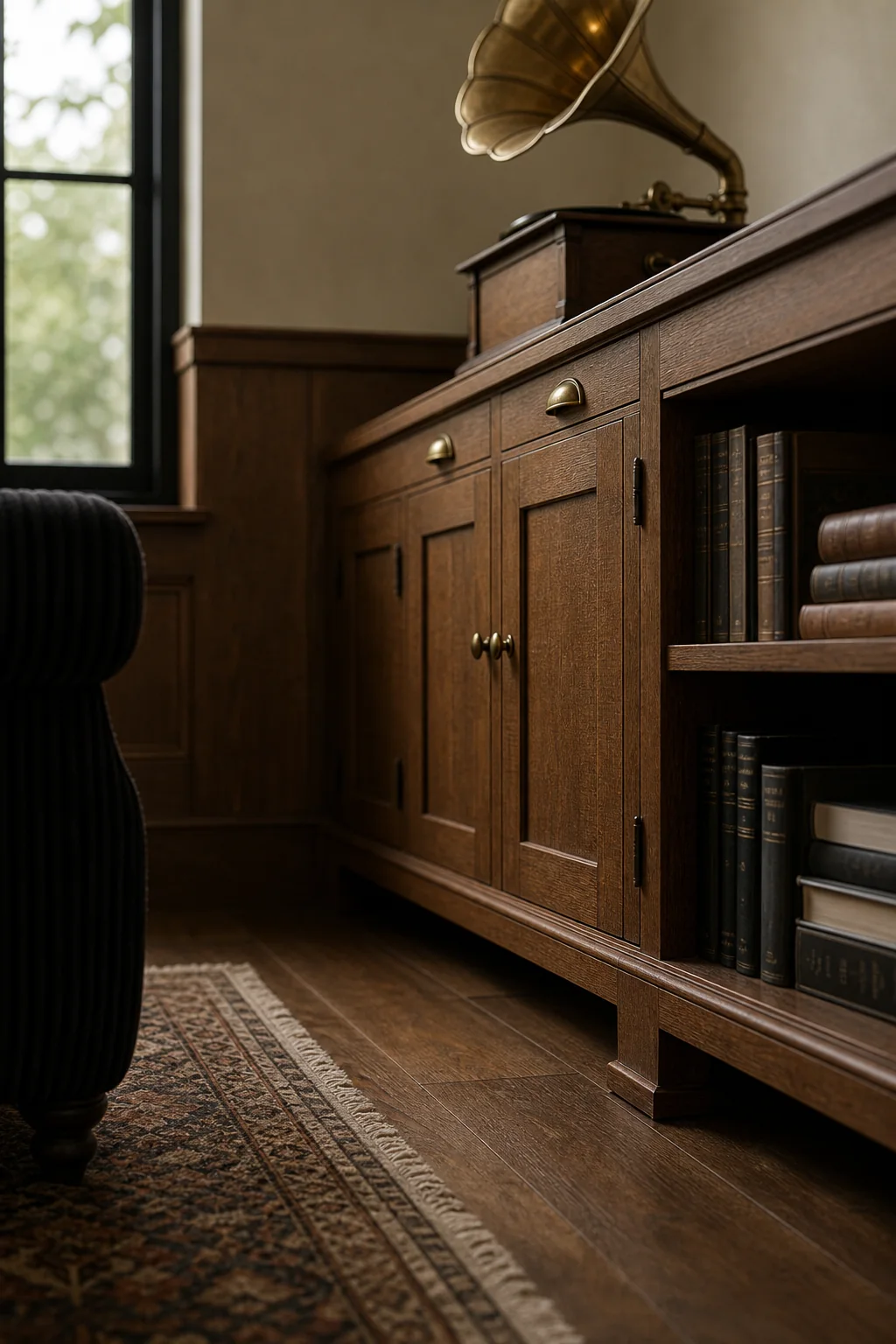Classic edge profiles in the cabinetry in the finished study