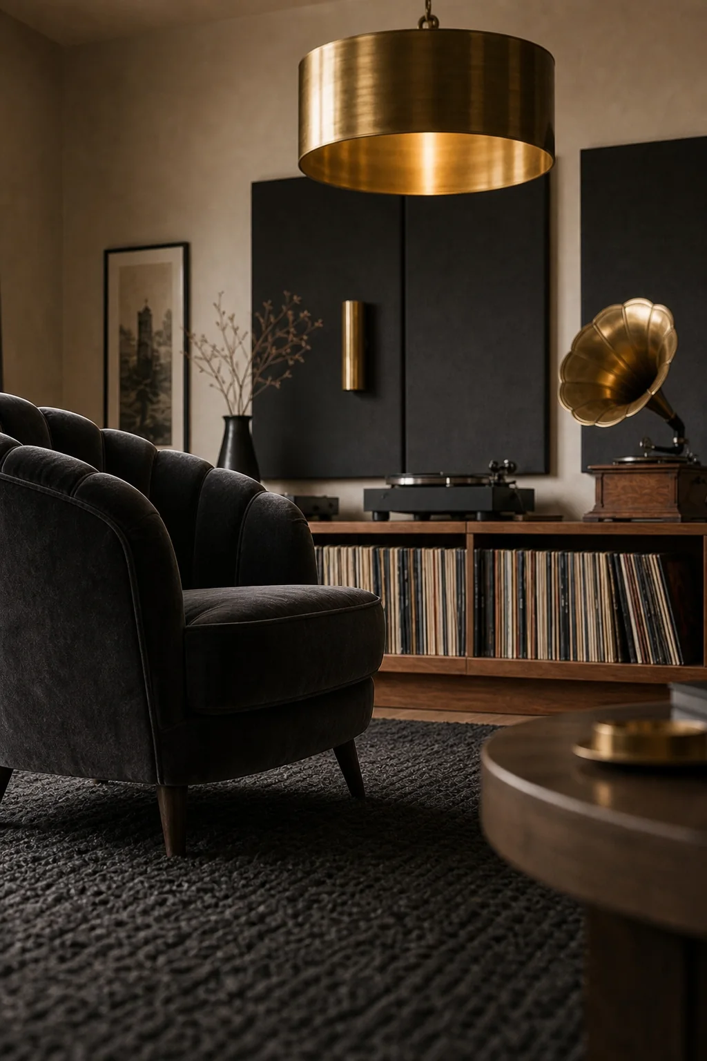 Casting warmth from above in the finished listening room