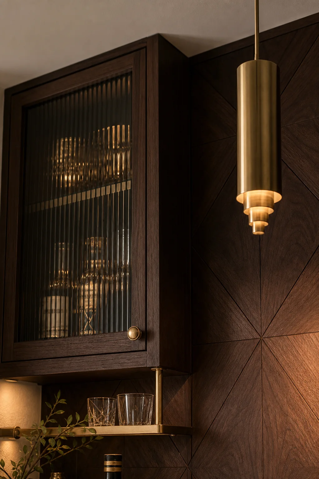 Channeling incised grooves in the finished home bar nook
