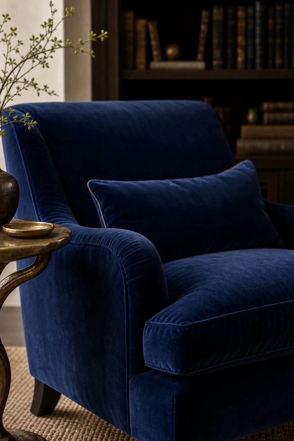 Illuminating the space with lapis lazuli in the finished reading corner